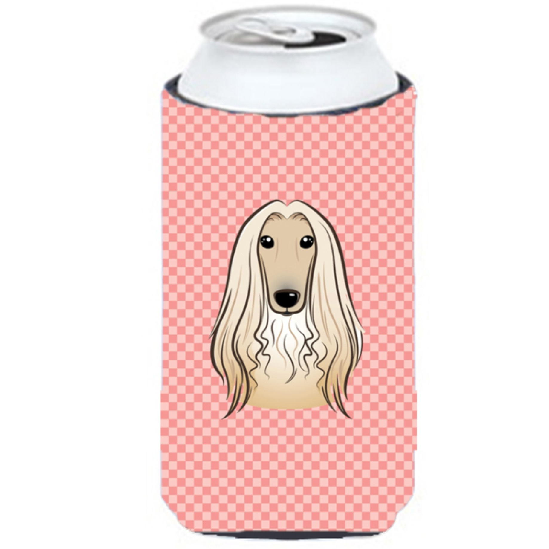 Checkerboard Pink Afghan Hound Tall Boy Beverage Insulator Hugger BB1244TBC