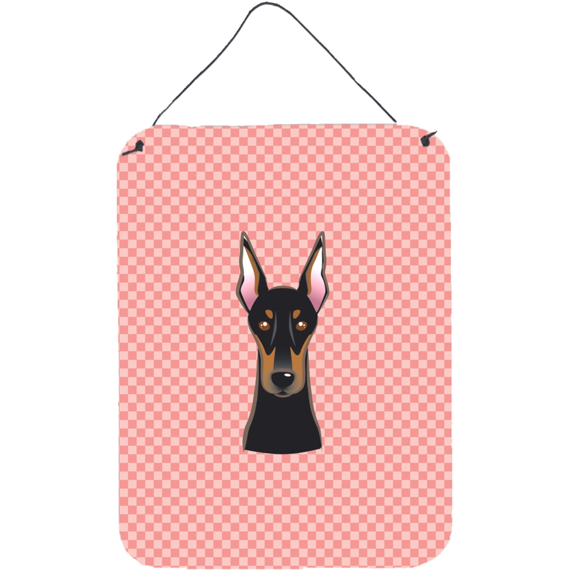 &quotCaroline's Treasures Checkerboard Pink Doberman Wall or Door Hanging Prints, 16"" x 12"""