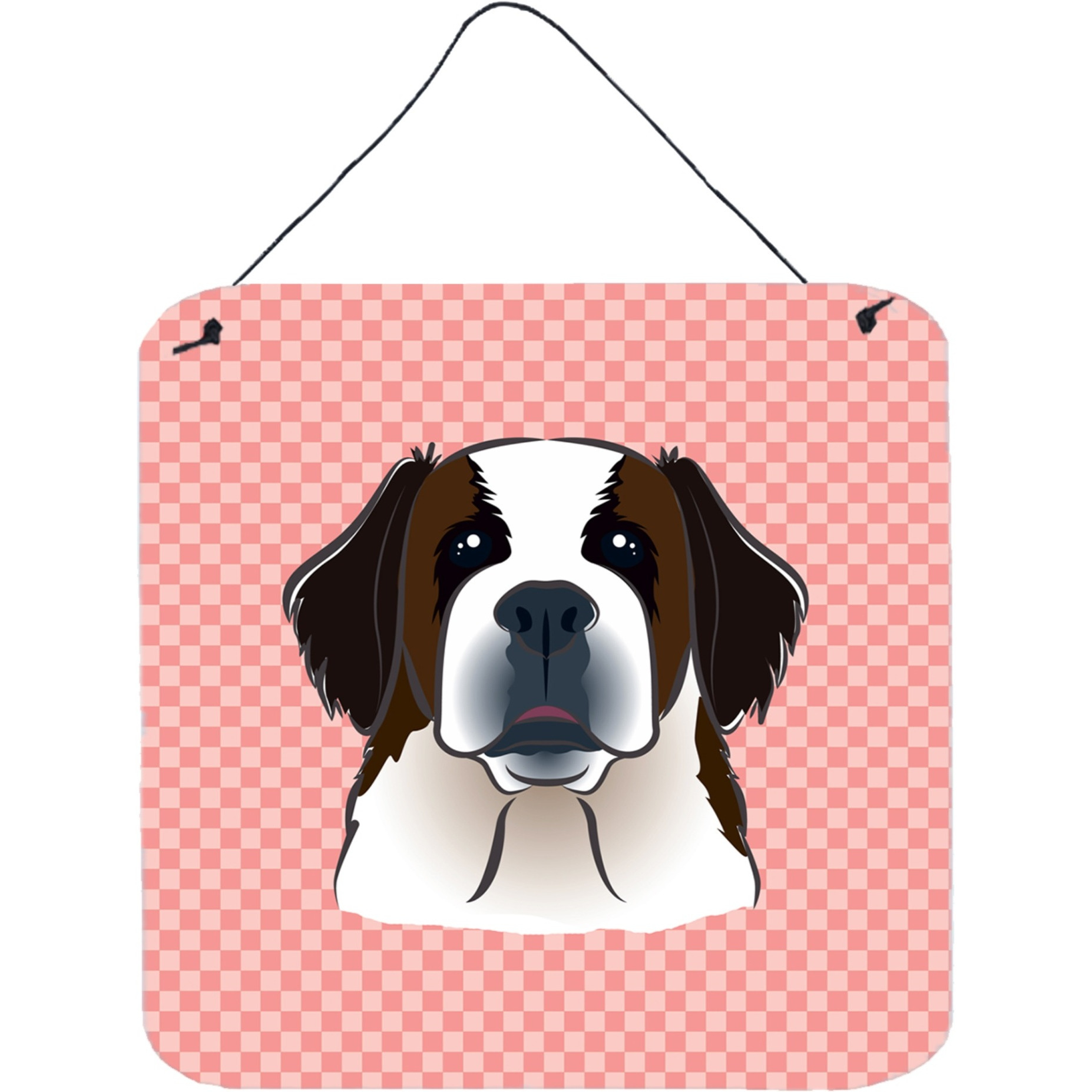&quotCaroline's Treasures Checkerboard Pink Saint Bernard Wall or Door Hanging Prints, 6 x 6"""