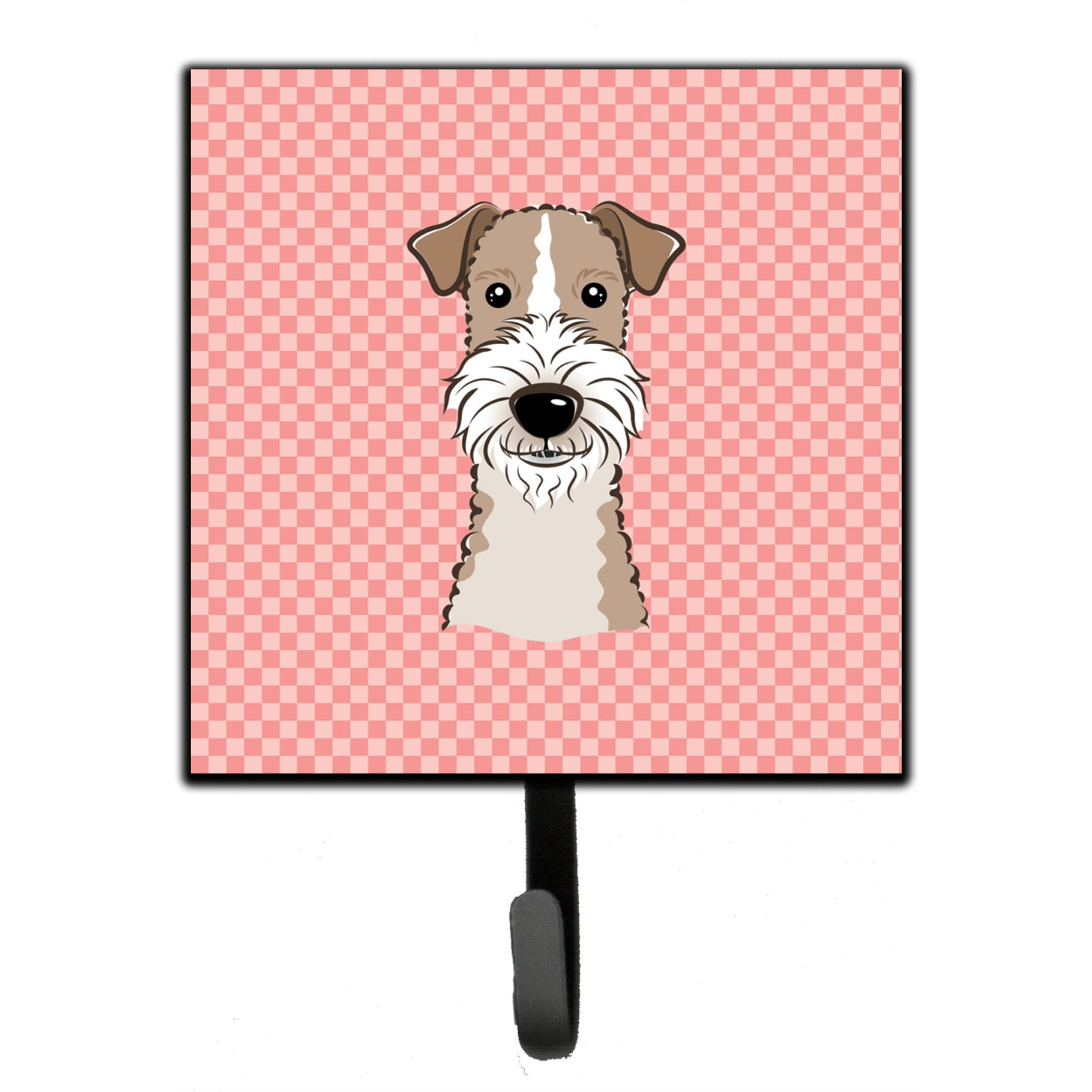 &quotCaroline's Treasures BB1247SH4 Checkerboard Pink Wire Haired Fox Terrier Leash or Key Holder, Small, Multicolor"