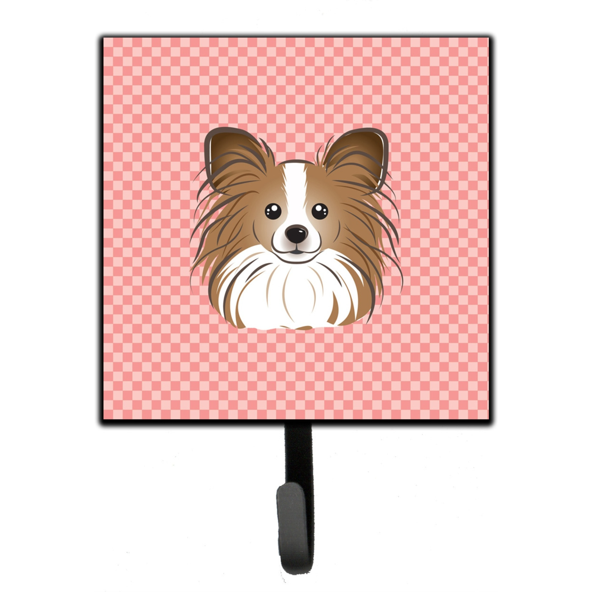 &quotCaroline's Treasures BB1248SH4 Checkerboard Pink Papillion Leash or Key Holder, Small, Multicolor"