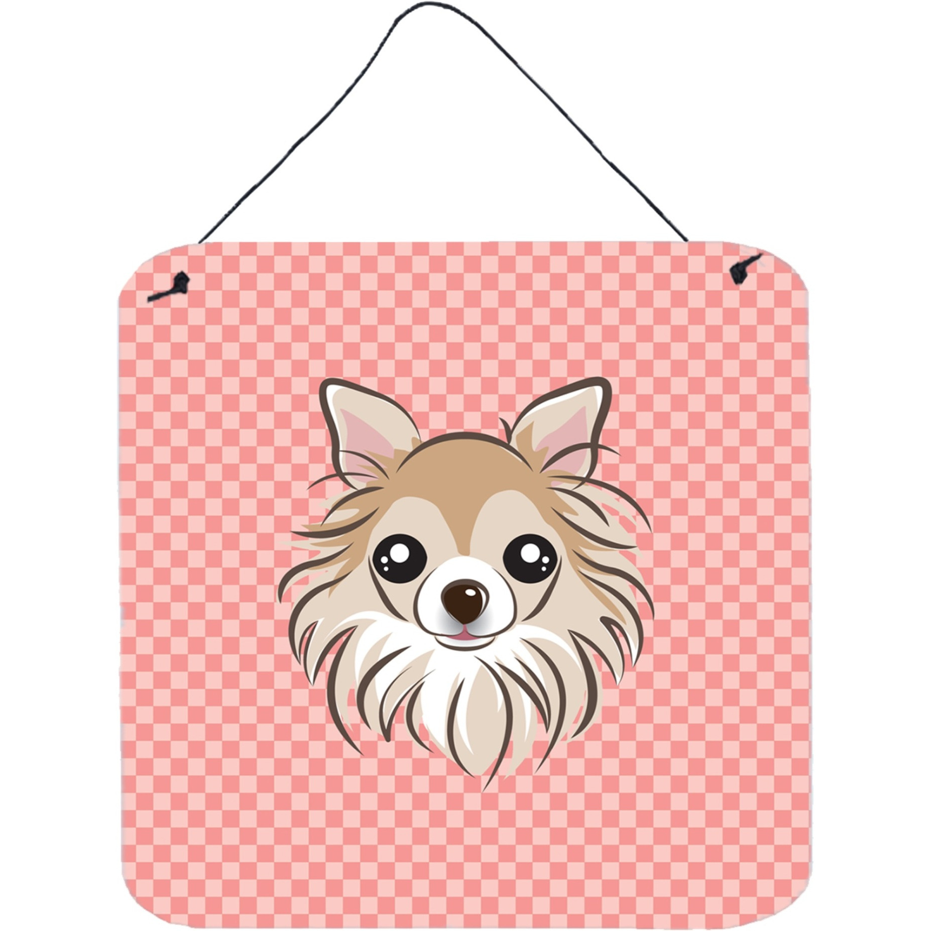 &quotCaroline's Treasures Checkerboard Pink Chihuahua Wall or Door Hanging Prints, 6 x 6"""