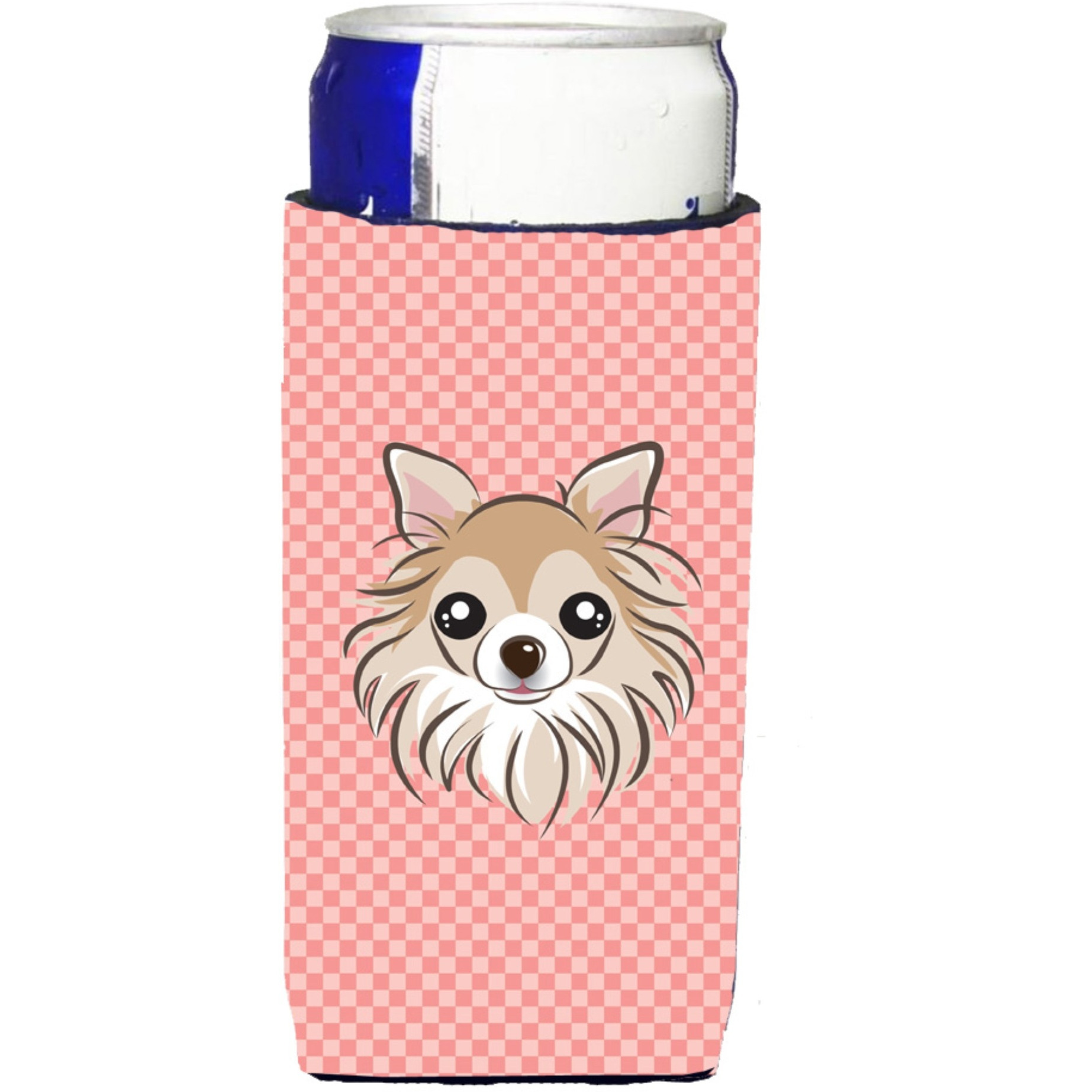 Checkerboard Pink Chihuahua Ultra Beverage Insulators for slim cans BB1251MUK