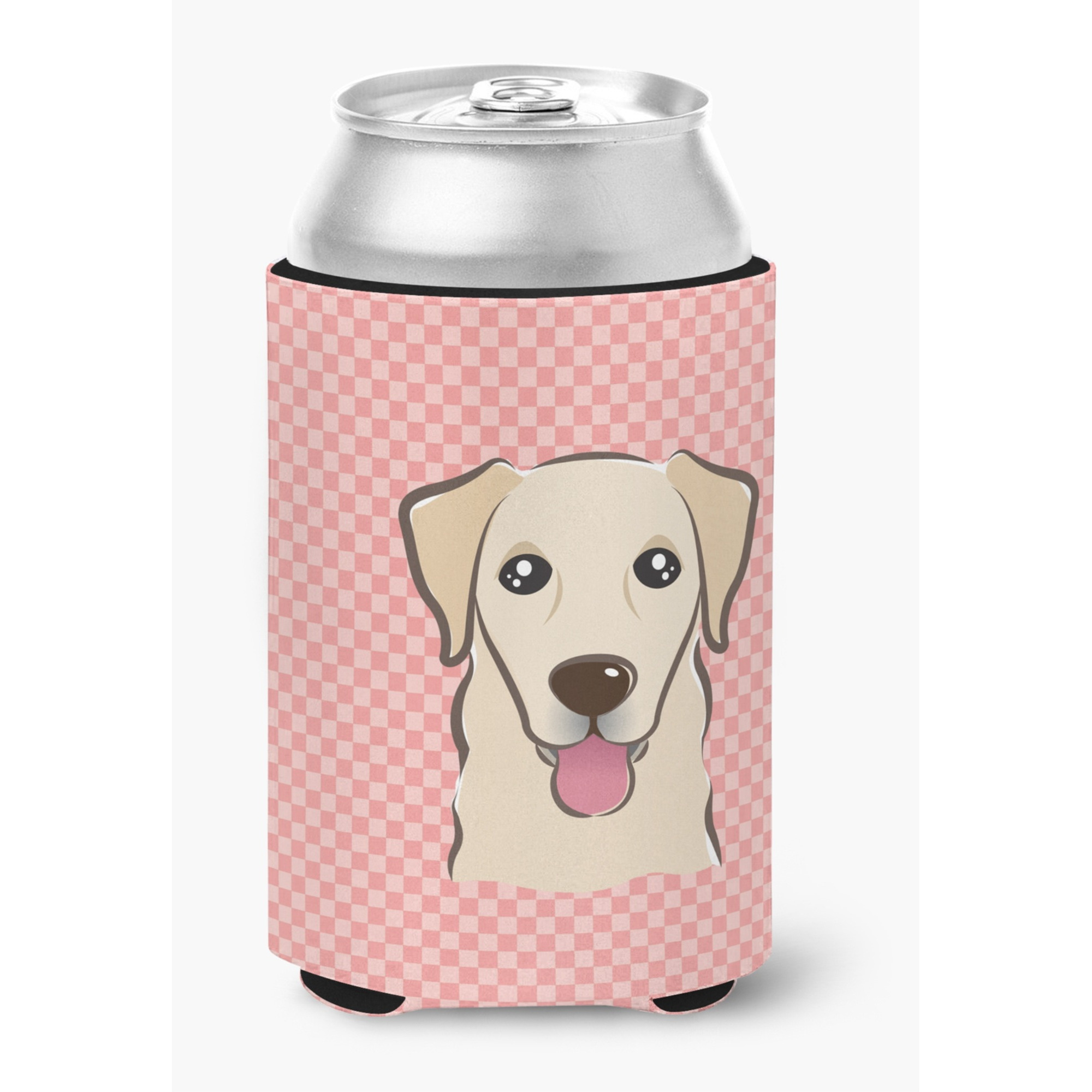 Checkerboard Pink Golden Retriever Can or Bottle Hugger BB1252CC