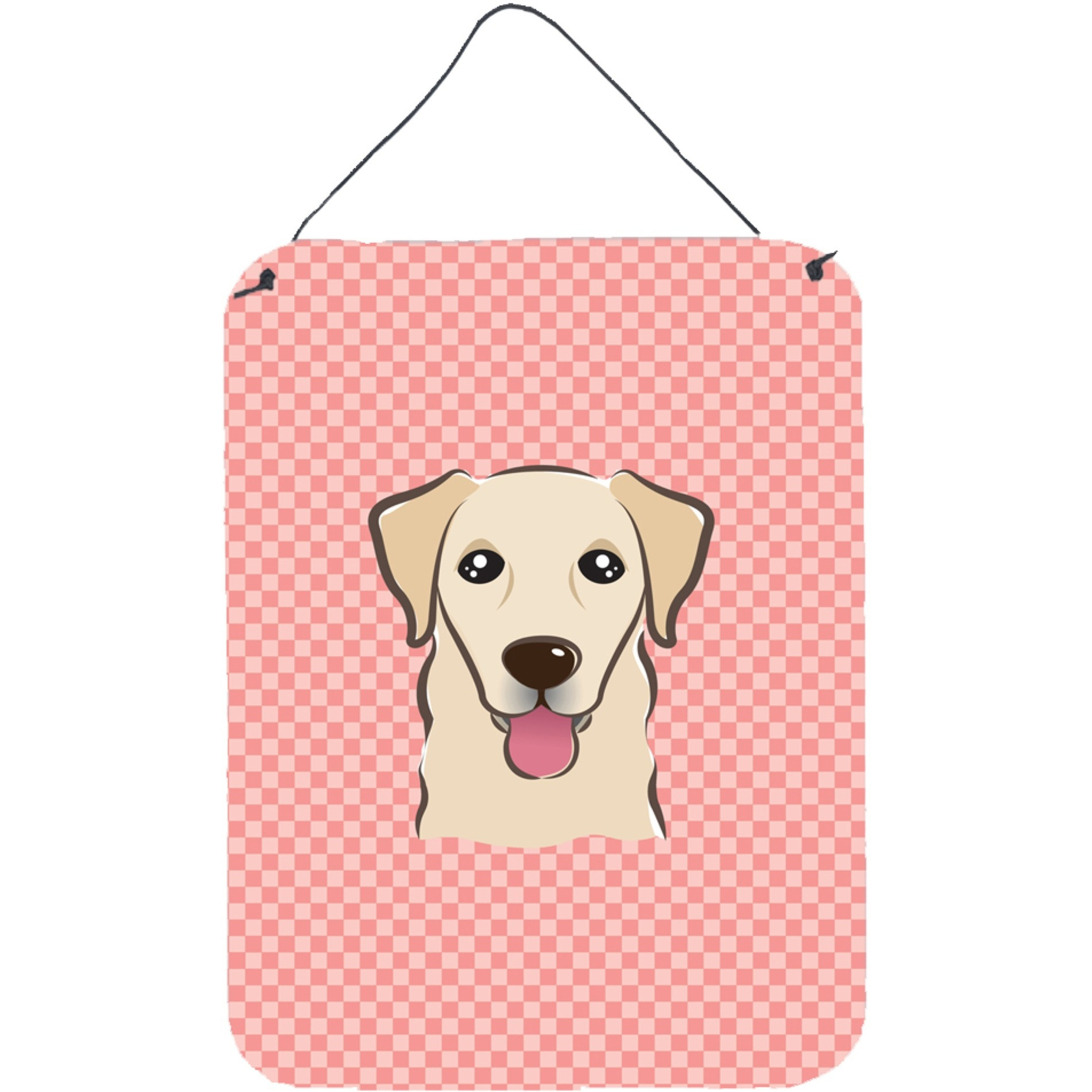 &quotCaroline's Treasures BB1252DS1216 Checkerboard Pink Golden Retriever Wall or Door Hanging Prints, 16"" x 12"""