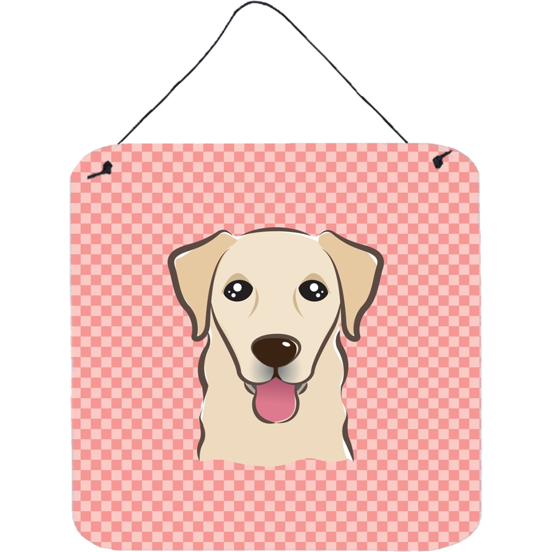 &quotCaroline's Treasures BB1252DS66 Checkerboard Pink Golden Retriever Wall or Door Hanging Prints, 6 x 6"""