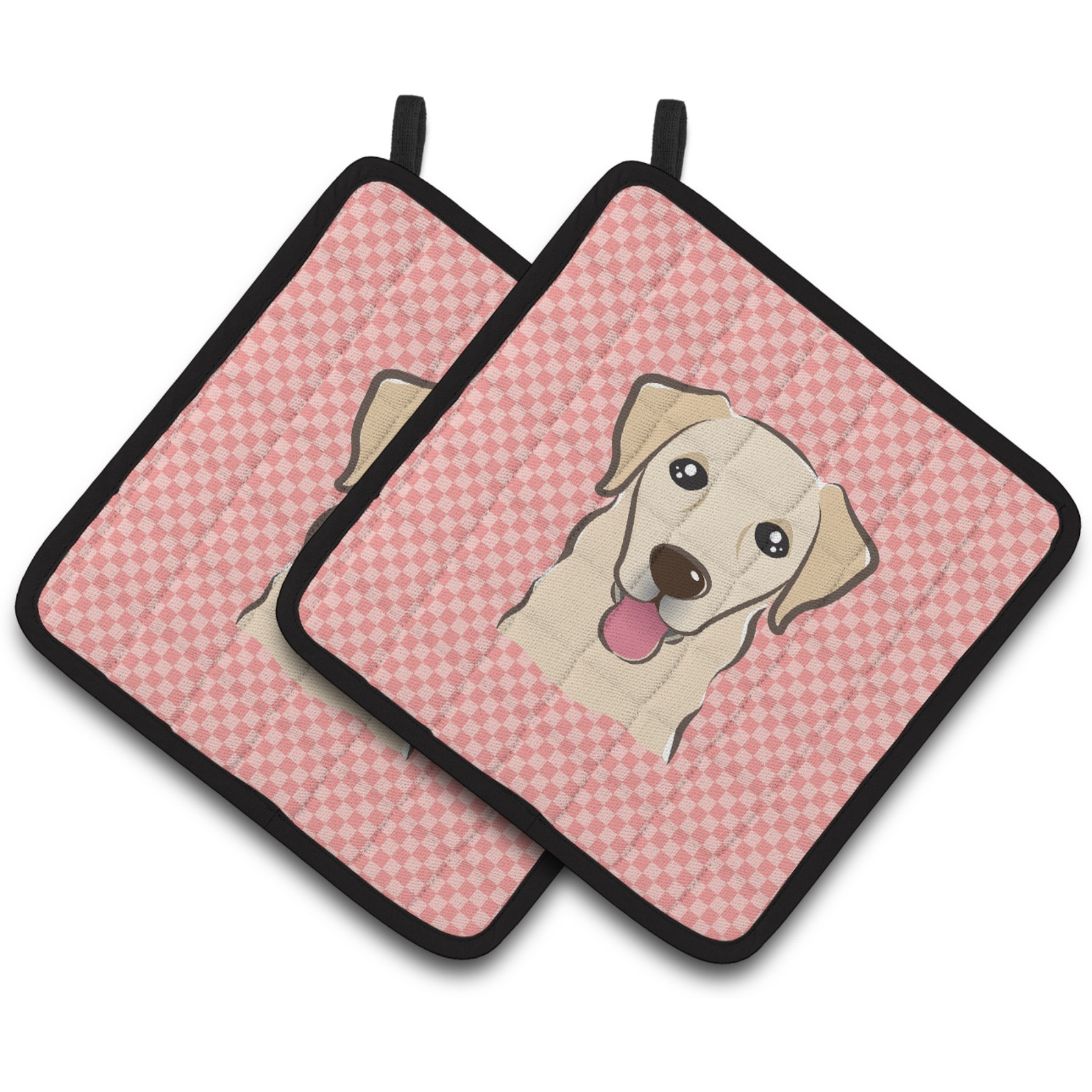 &quotCaroline's Treasures Checkerboard Pink Golden Retriever Pair of Pot Holders BB1252PTHD, 7.5HX7.5W, Multicolor"