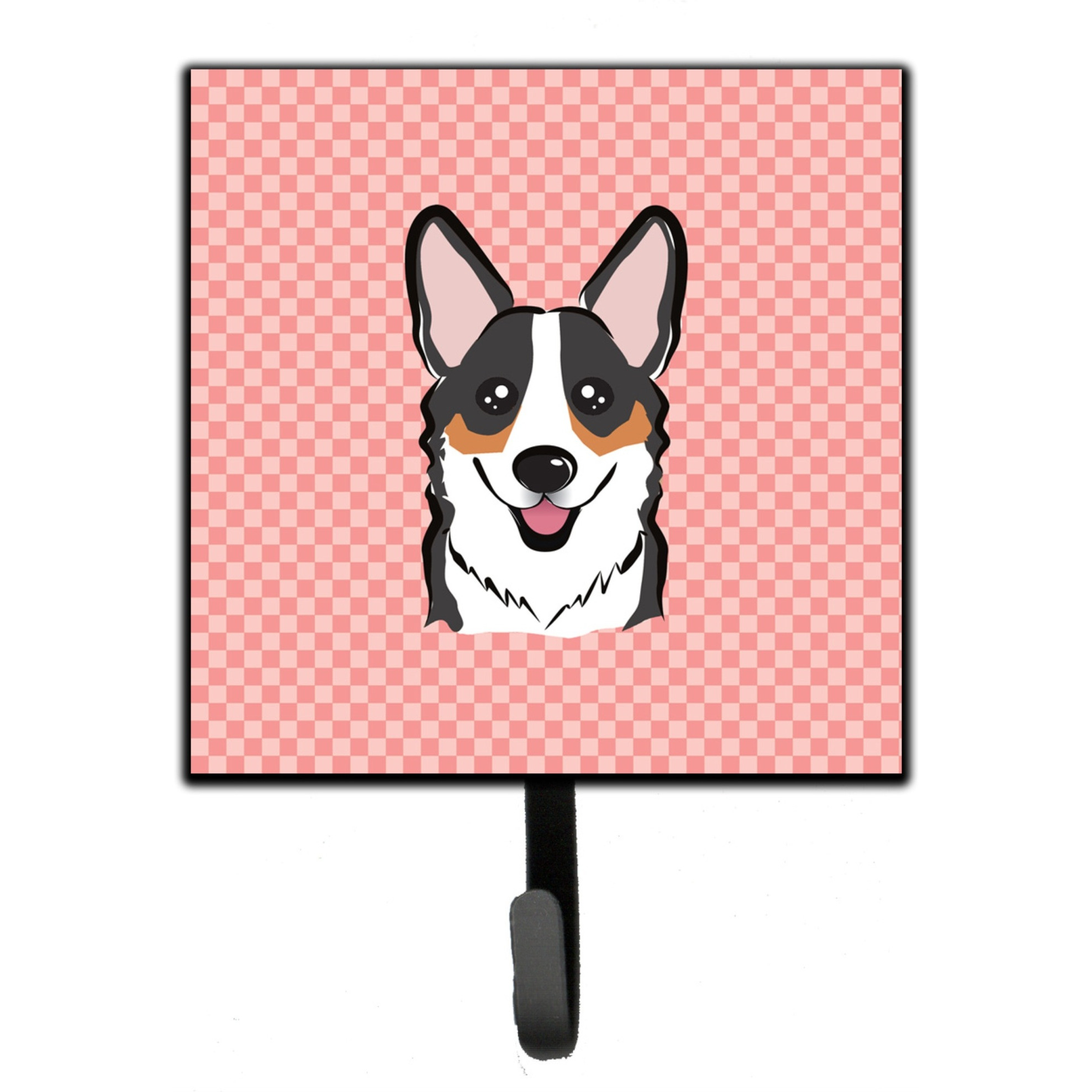 &quotCaroline's Treasures BB1255SH4 Checkerboard Pink Corgi Leash or Key Holder, Small, Multicolor"
