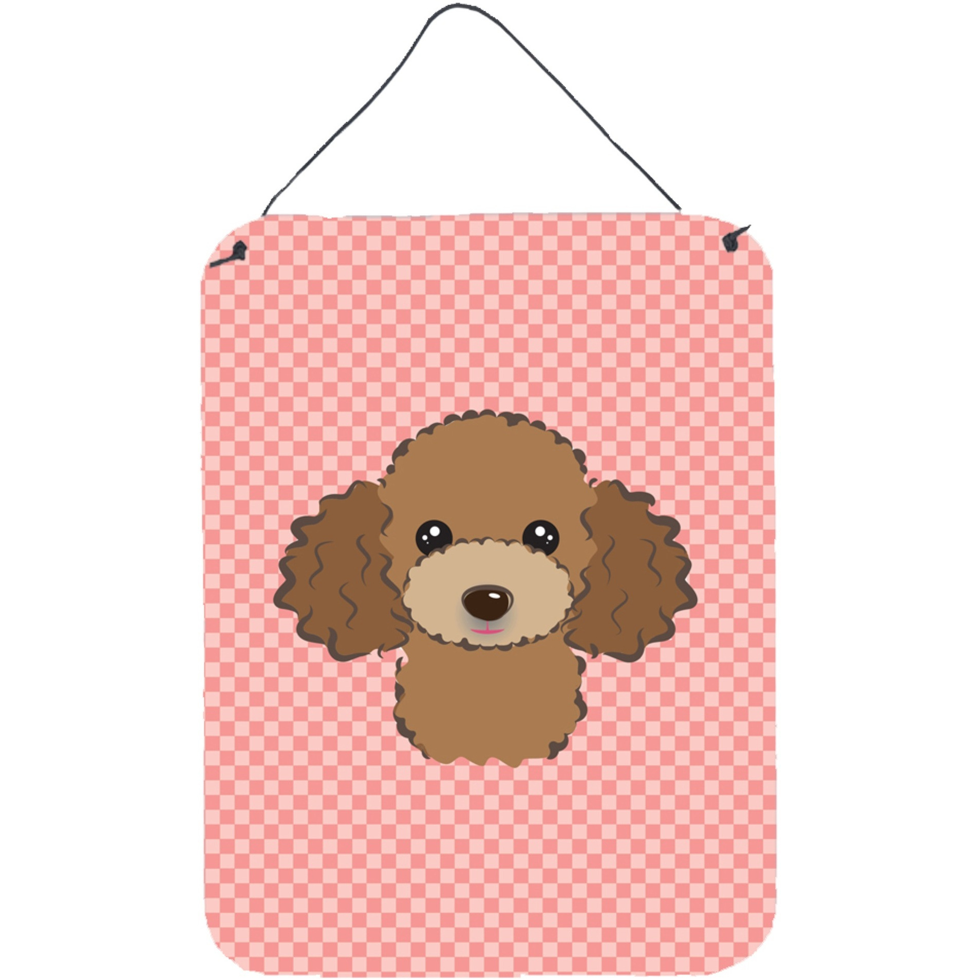 &quotCaroline's Treasures Checkerboard Pink Chocolate Brown Poodle Wall or Door Hanging Prints, 16"" x 12"""