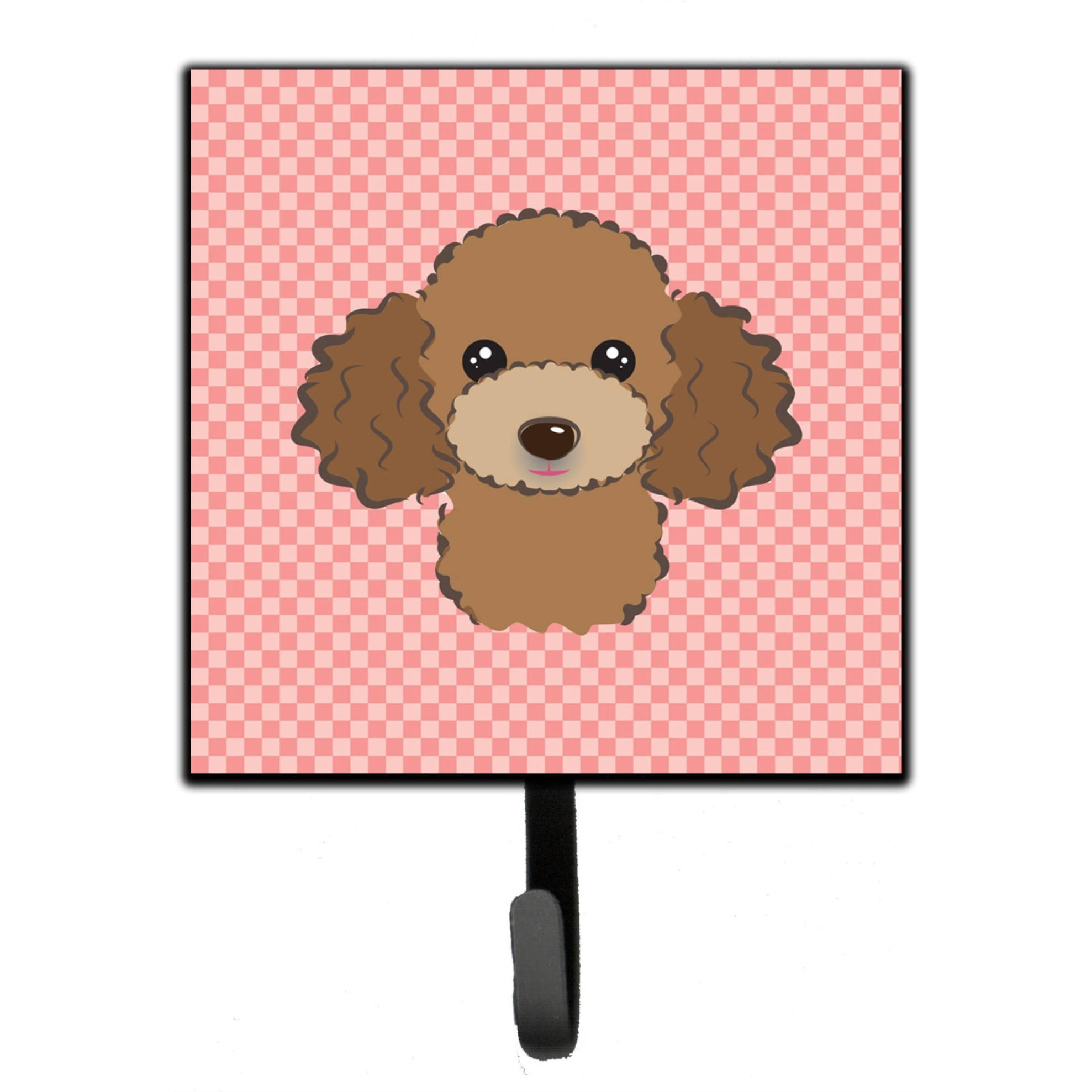 &quotCaroline's Treasures BB1256SH4 Checkerboard Pink Chocolate Brown Poodle Leash or Key Holder, Small, Multicolor"