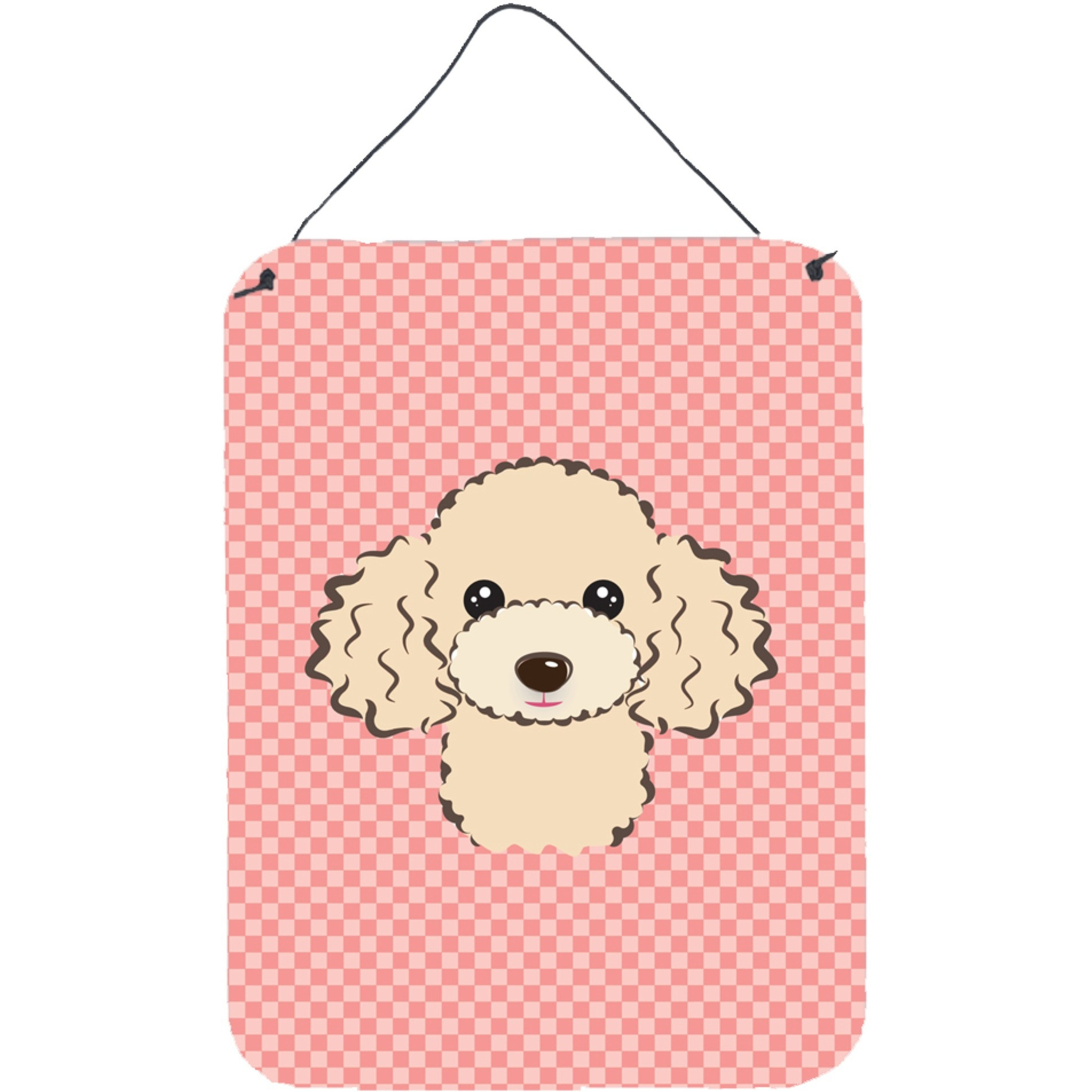 &quotCaroline's Treasures Checkerboard Pink Buff Poodle Wall or Door Hanging Prints, 16"" x 12"""