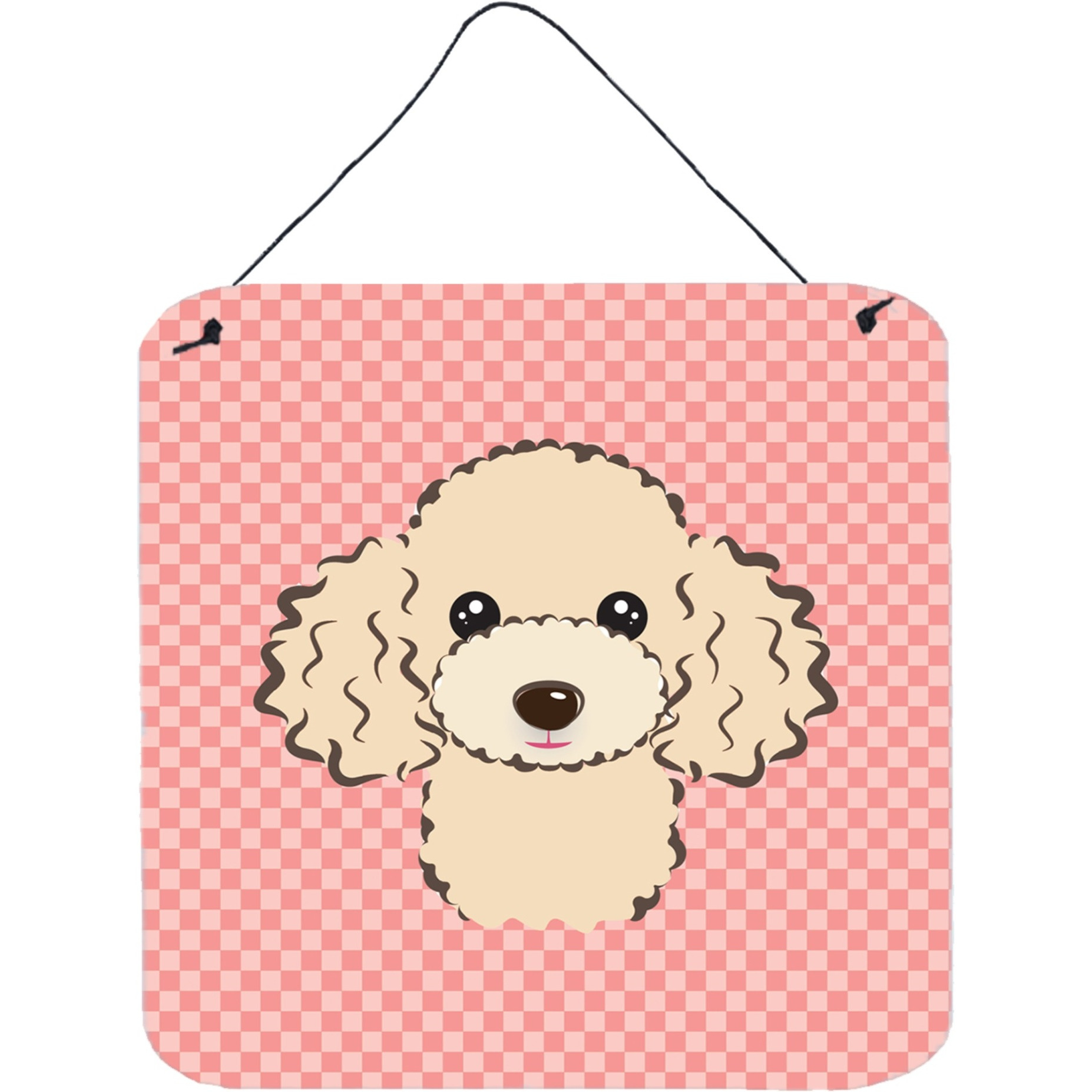 &quotCaroline's Treasures Checkerboard Pink Buff Poodle Wall or Door Hanging Prints, 6 x 6"""