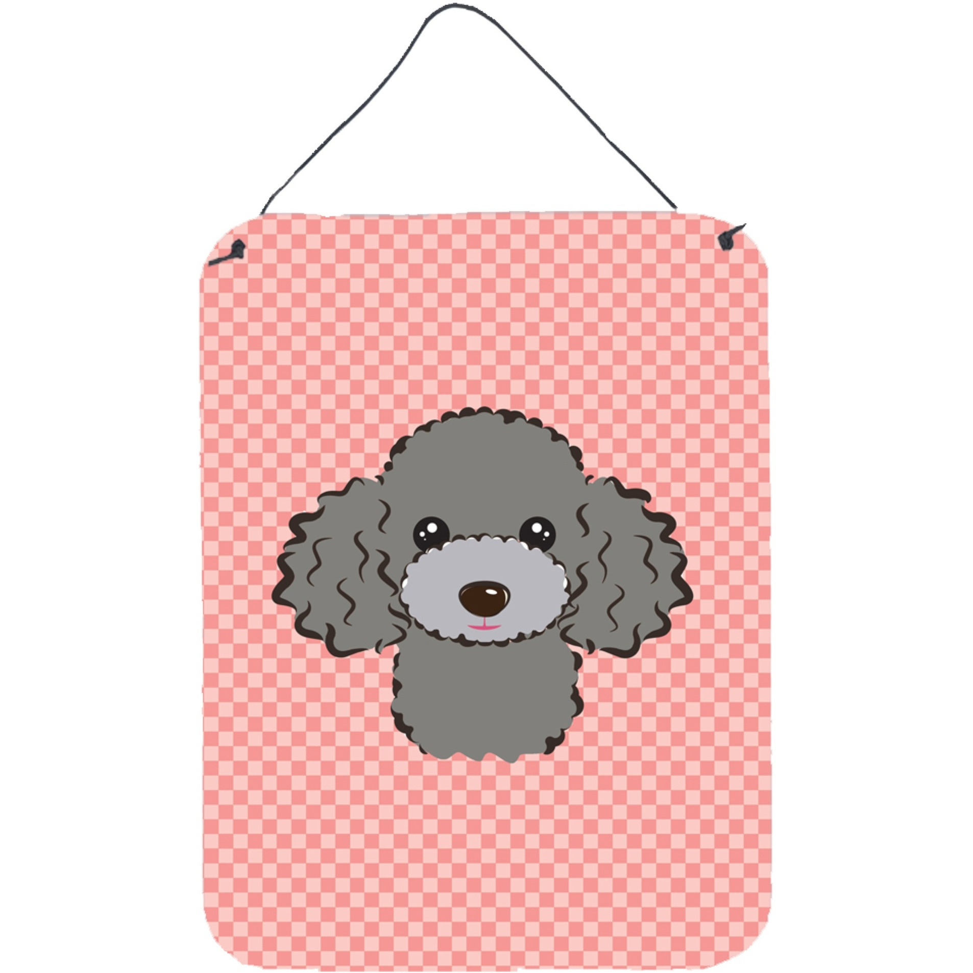 &quotCaroline's Treasures Checkerboard Pink Silver Gray Poodle Wall or Door Hanging Prints, 16"" x 12"""