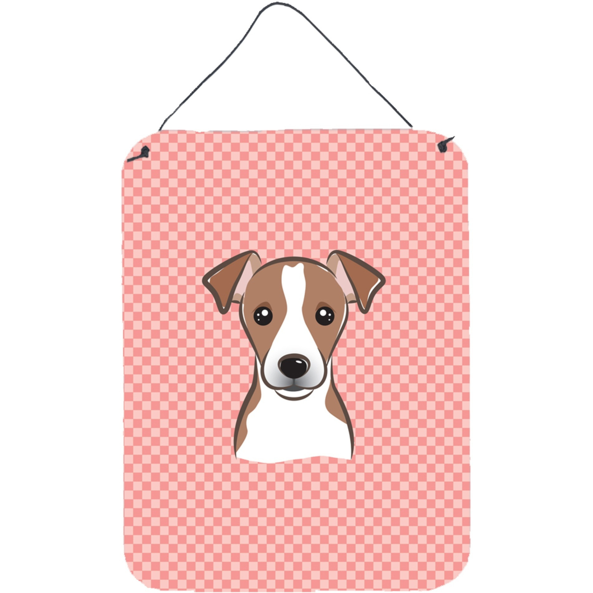 &quotCaroline's Treasures BB1260DS1216 Checkerboard Pink Jack Russell Terrier Wall or Door Hanging Prints, 16"" x 12"""
