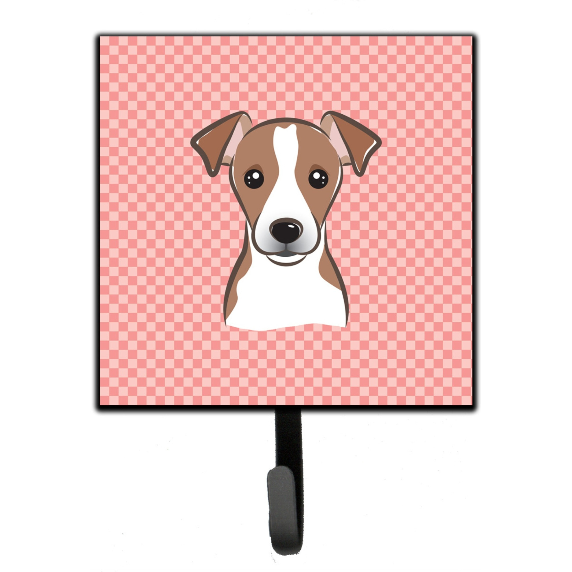 &quotCaroline's Treasures BB1260SH4 Checkerboard Pink Jack Russell Terrier Leash or Key Holder, Small, Multicolor"