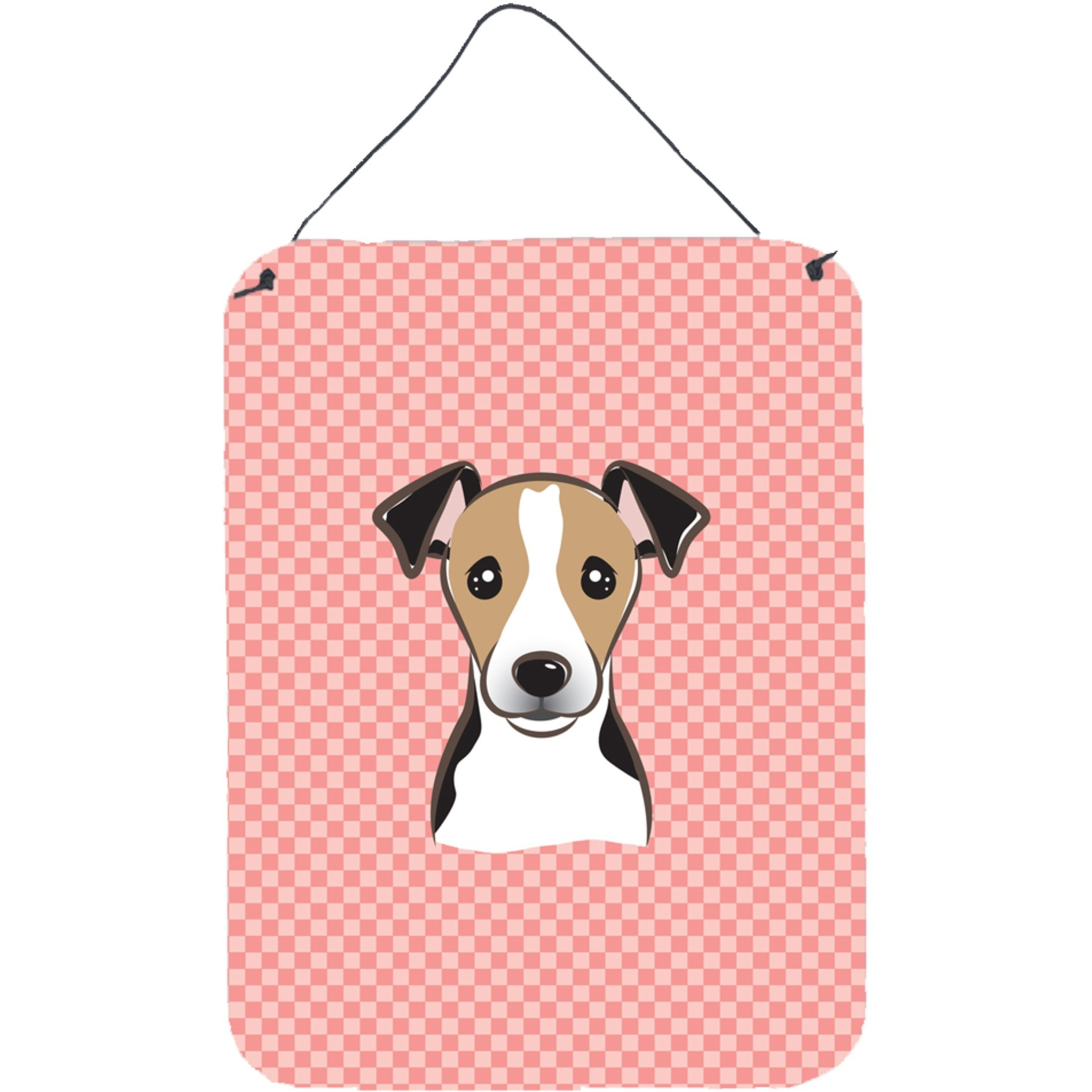 &quotCaroline's Treasures BB1261DS1216 Checkerboard Pink Jack Russell Terrier Wall or Door Hanging Prints, 16"" x 12"""
