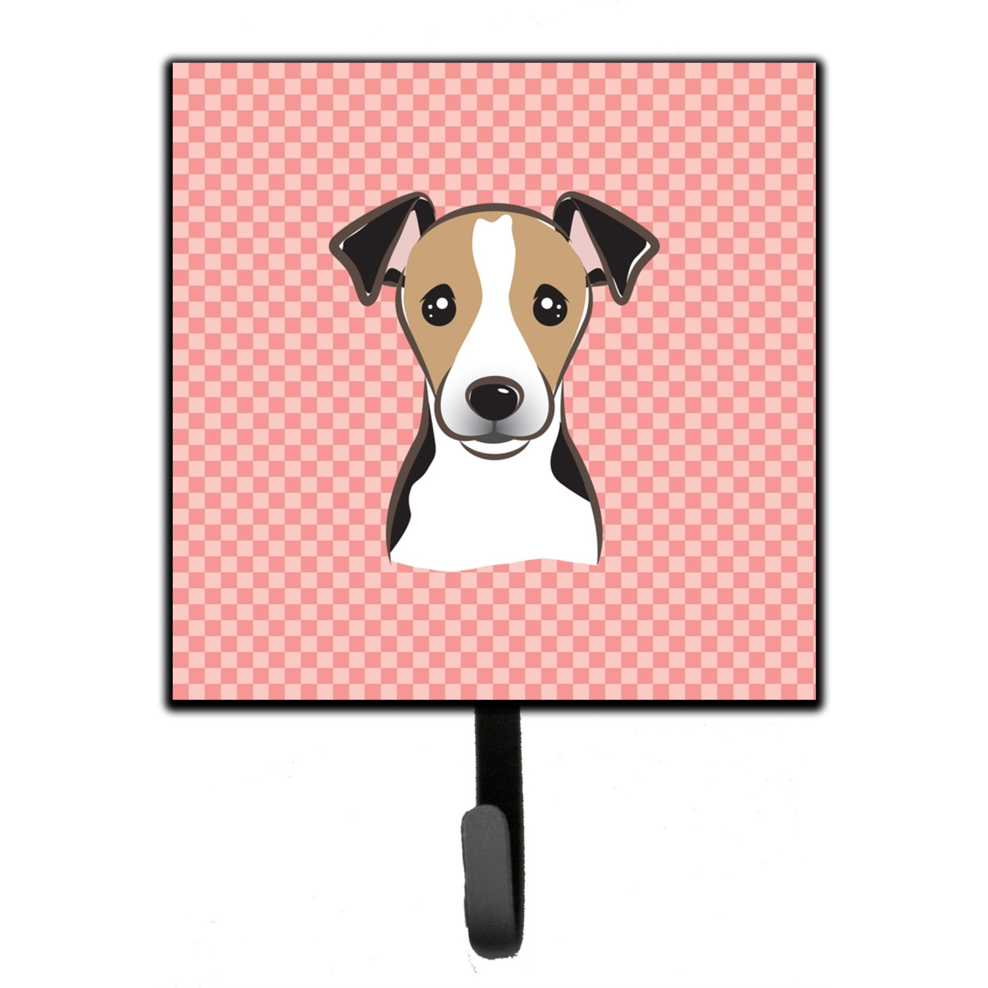 &quotCaroline's Treasures BB1261SH4 Checkerboard Pink Jack Russell Terrier Leash or Key Holder, Small, Multicolor"