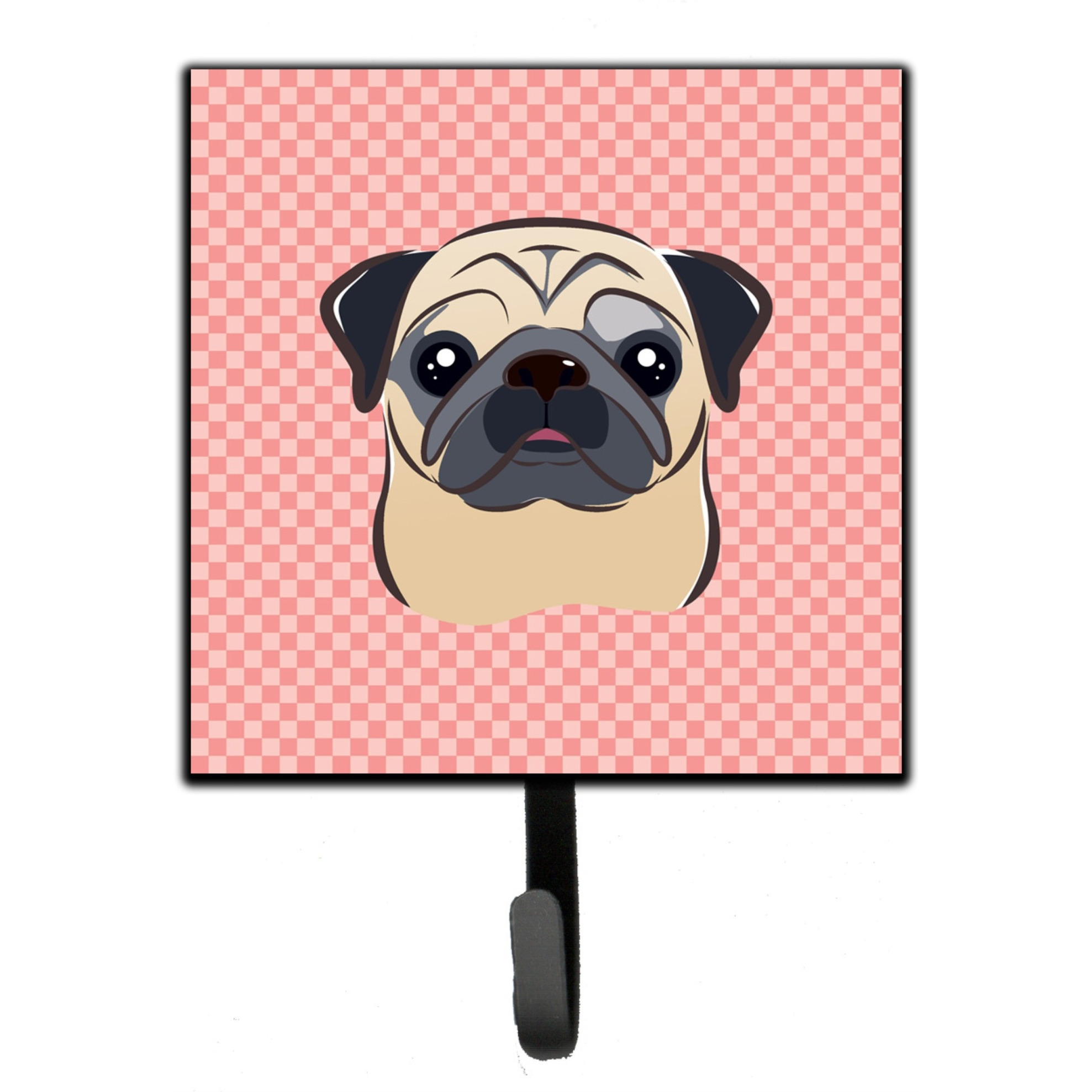 &quotCaroline's Treasures BB1262SH4 Checkerboard Pink Fawn Pug Leash or Key Holder, Small, Multicolor"