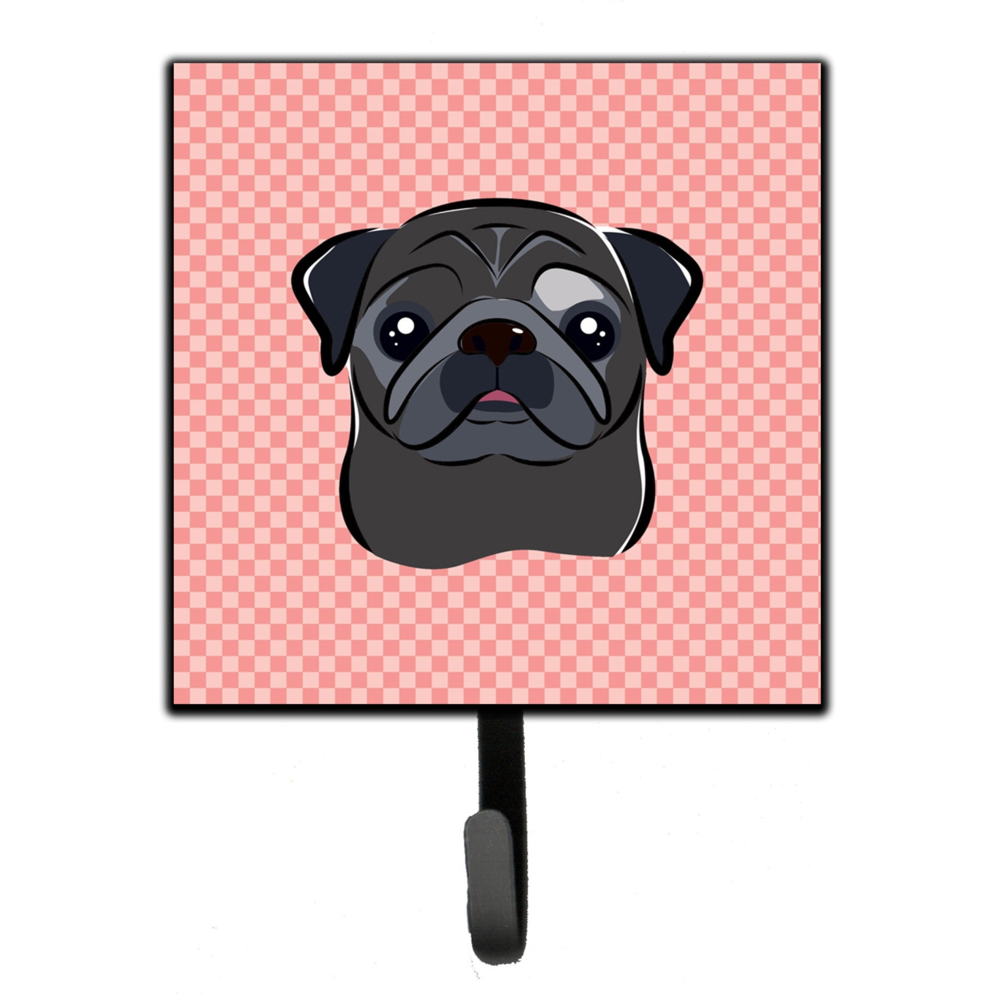 &quotCaroline's Treasures BB1263SH4 Checkerboard Pink Black Pug Leash or Key Holder, Small, Multicolor"
