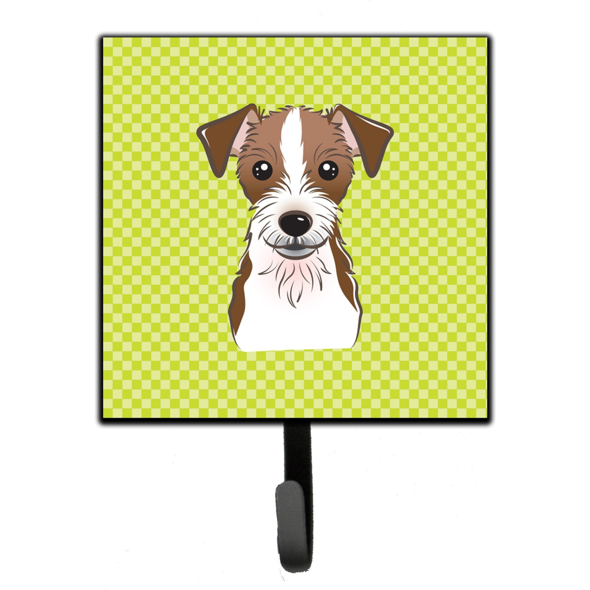 &quotCaroline's Treasures BB1264SH4 Checkerboard Lime Green Jack Russell Terrier Leash or Key Holder, Small, Multicolor"