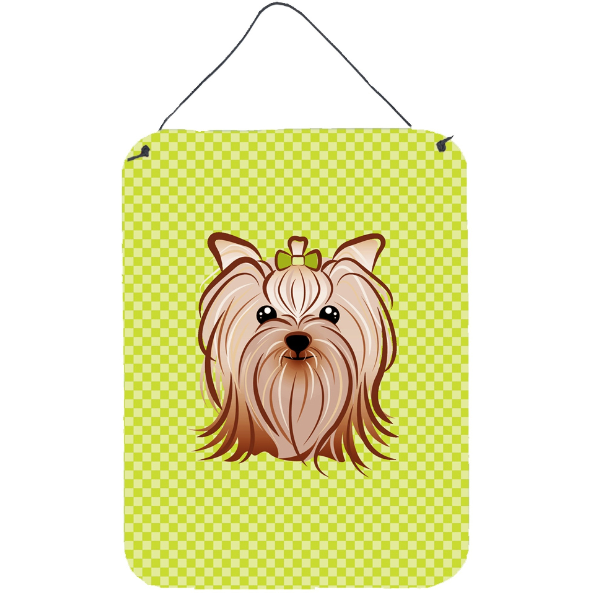 &quotCaroline's Treasures Checkerboard Lime Green Yorkie Yorkishire Terrier Wall or Door Hanging Prints, 16"" x 12"""