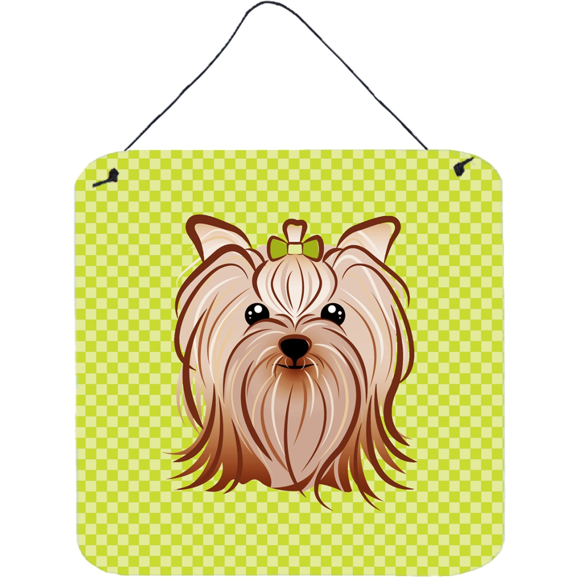 &quotCaroline's Treasures Checkerboard Lime Green Yorkie Yorkshire Terrier Wall or Door Hanging Prints, 6 x 6"""