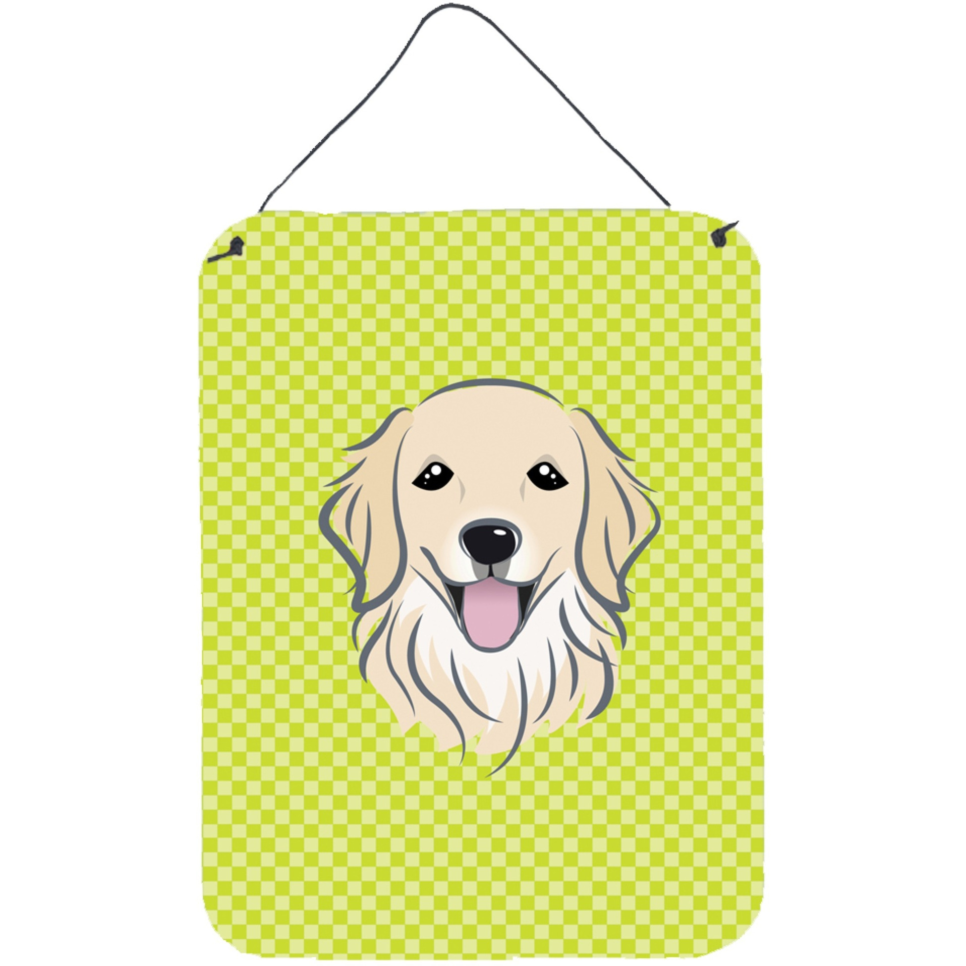 &quotCaroline's Treasures BB1267DS1216 Checkerboard Lime Green Golden Retriever Wall or Door Hanging Prints, 16"" x 12"""