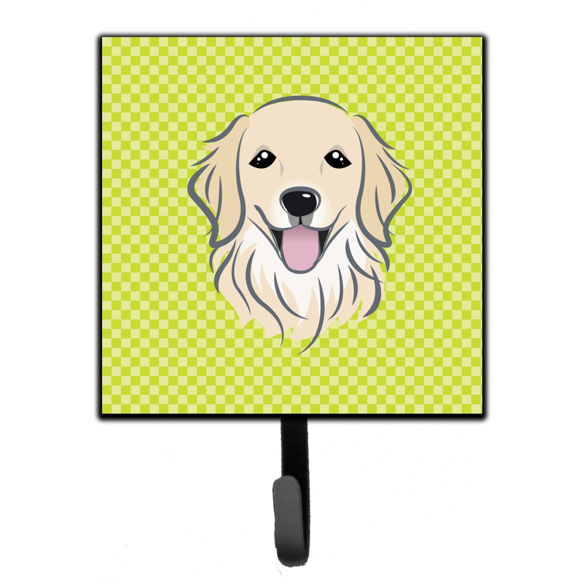 &quotCaroline's Treasures BB1267SH4 Checkerboard Lime Green Golden Retriever Leash or Key Holder, Small, Multicolor"