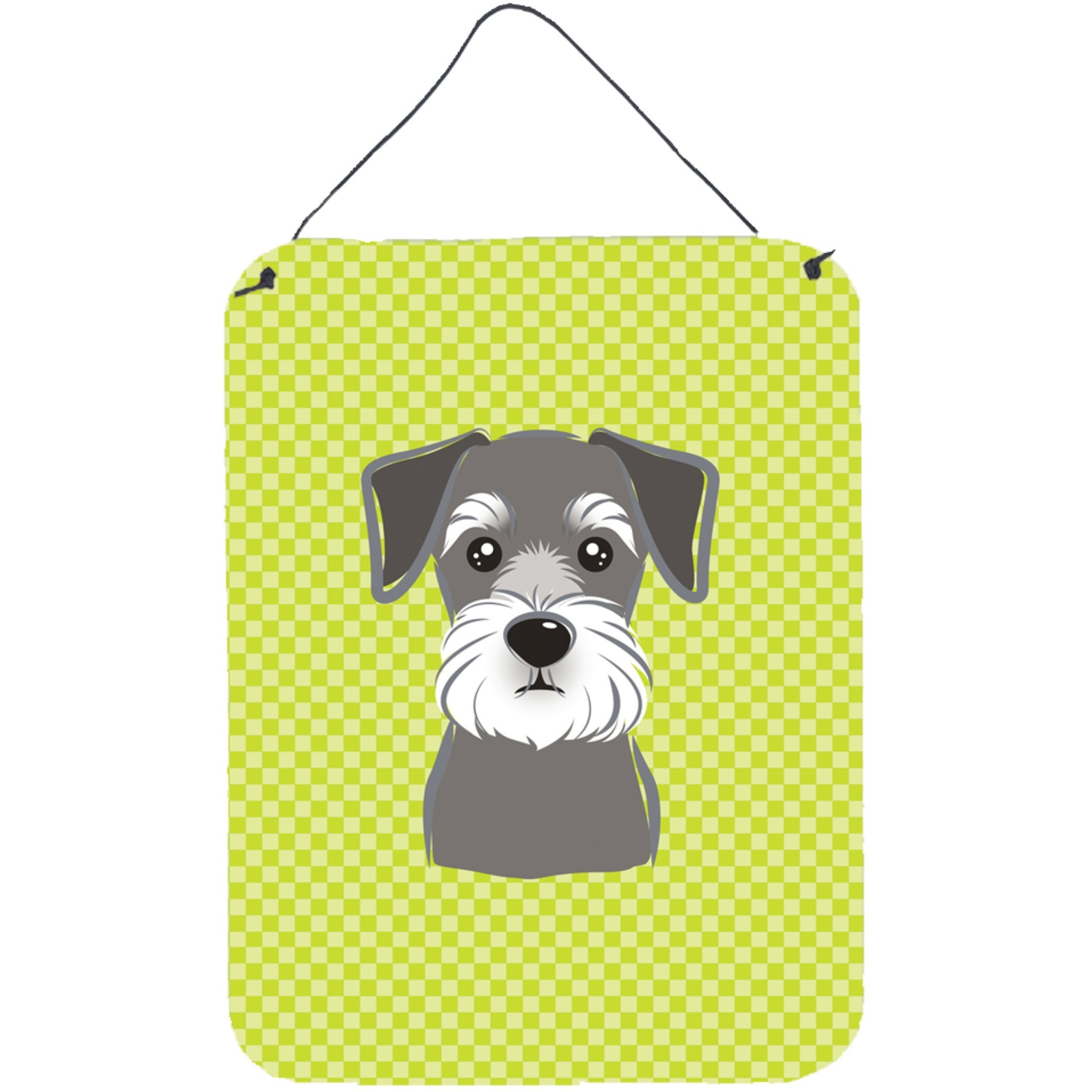 &quotCaroline's Treasures Checkerboard Lime Green Schnauzer Wall or Door Hanging Prints, 16"" x 12"""