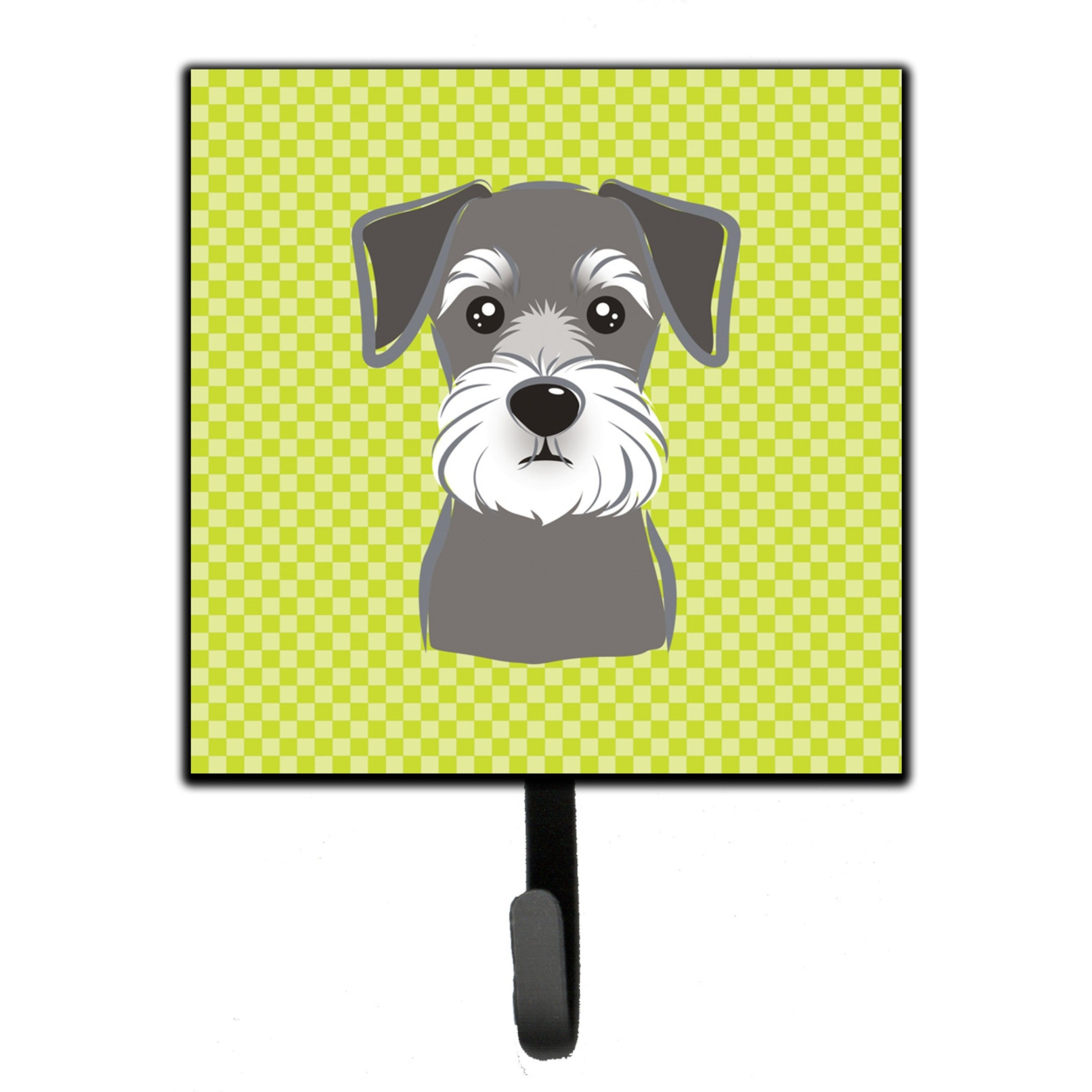 &quotCaroline's Treasures BB1268SH4 Checkerboard Lime Green Schnauzer Leash or Key Holder, Small, Multicolor"