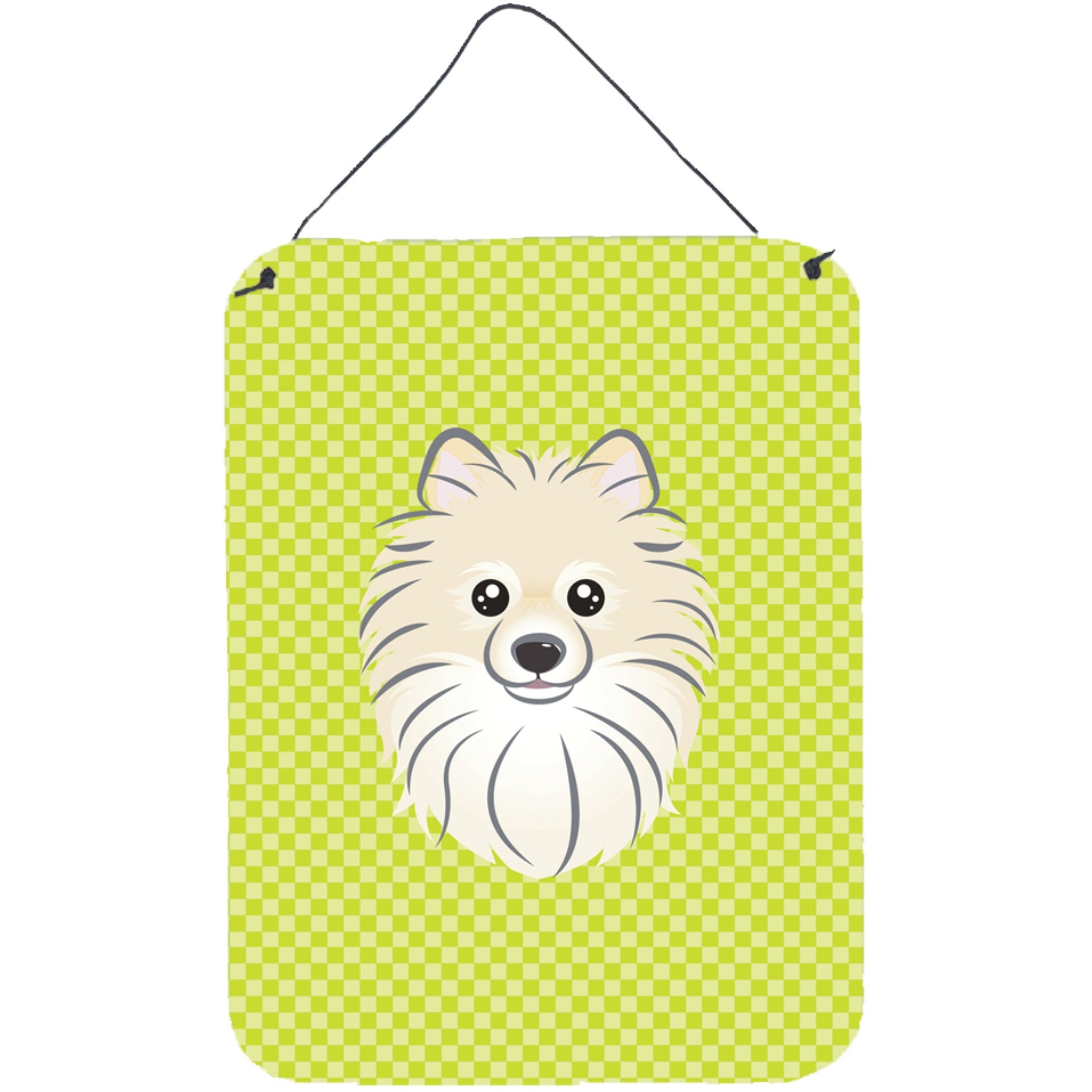 &quotCaroline's Treasures Checkerboard Lime Green Pomeranian Wall or Door Hanging Prints, 16"" x 12"""