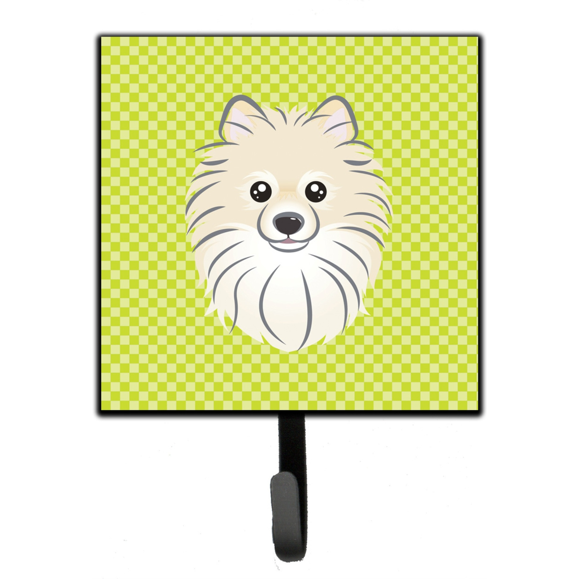 &quotCaroline's Treasures BB1269SH4 Checkerboard Lime Green Pomeranian Leash or Key Holder, Small, Multicolor"