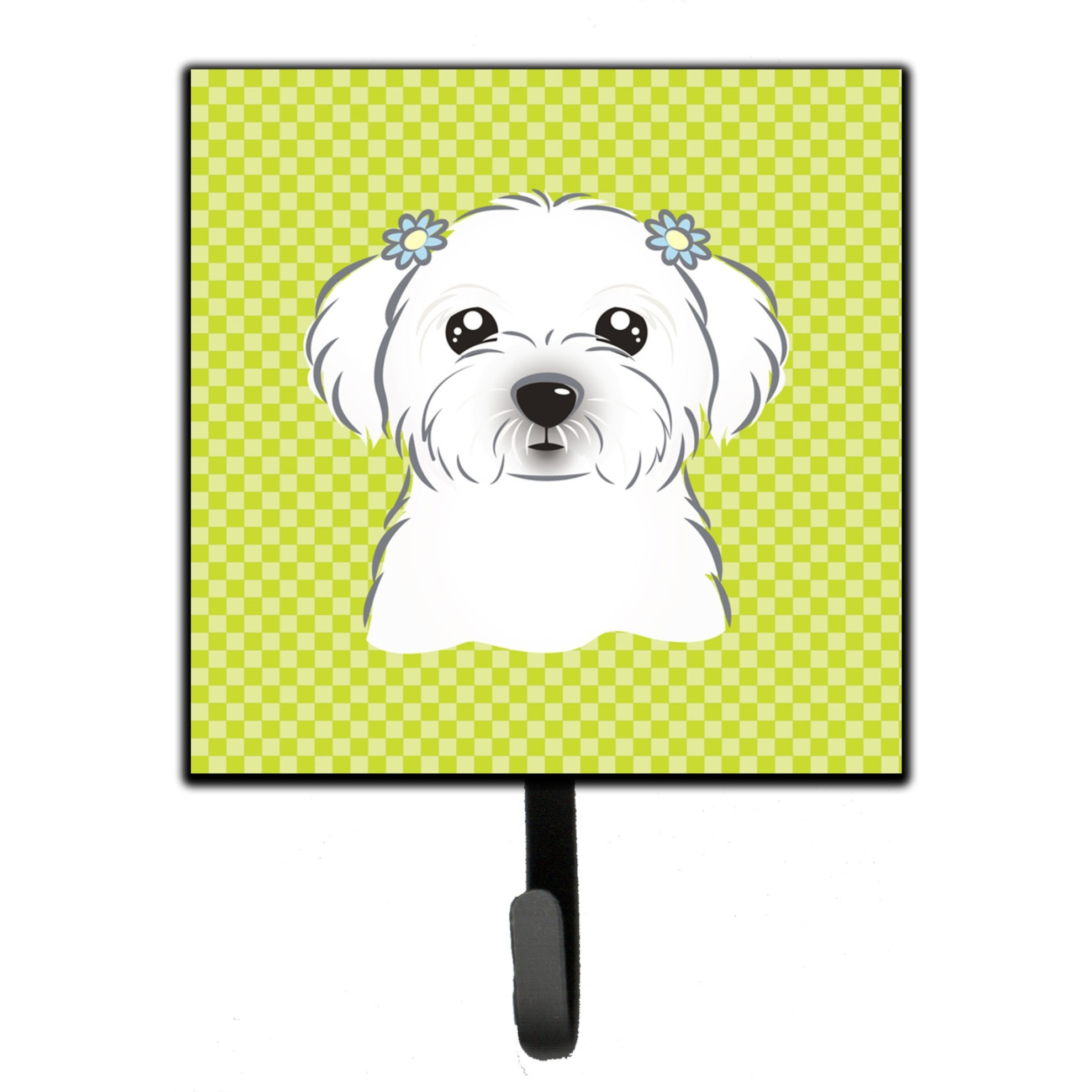 &quotCaroline's Treasures BB1270SH4 Checkerboard Lime Green Maltese Leash or Key Holder, Small, Multicolor"