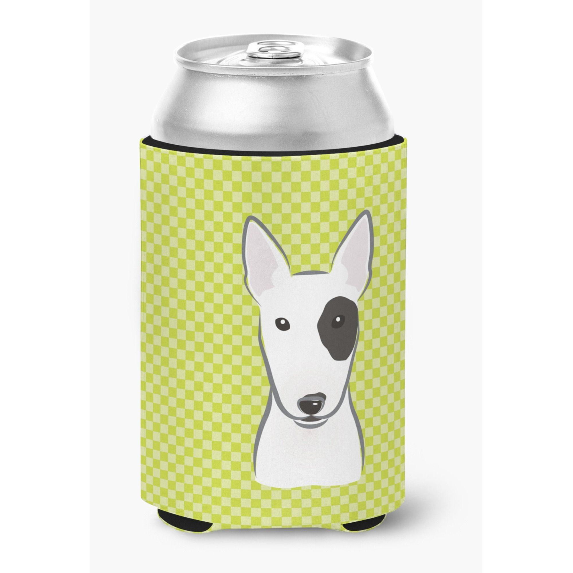 Checkerboard Lime Green Bull Terrier Can or Bottle Hugger BB1271CC
