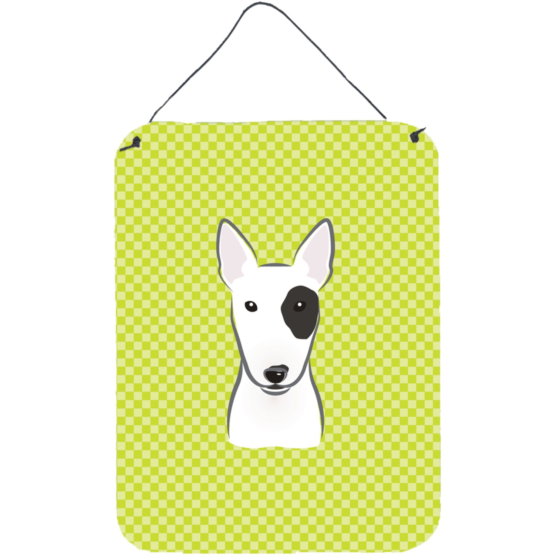 &quotCaroline's Treasures Checkerboard Lime Green Bull Terrier Wall or Door Hanging Prints, 16"" x 12"""