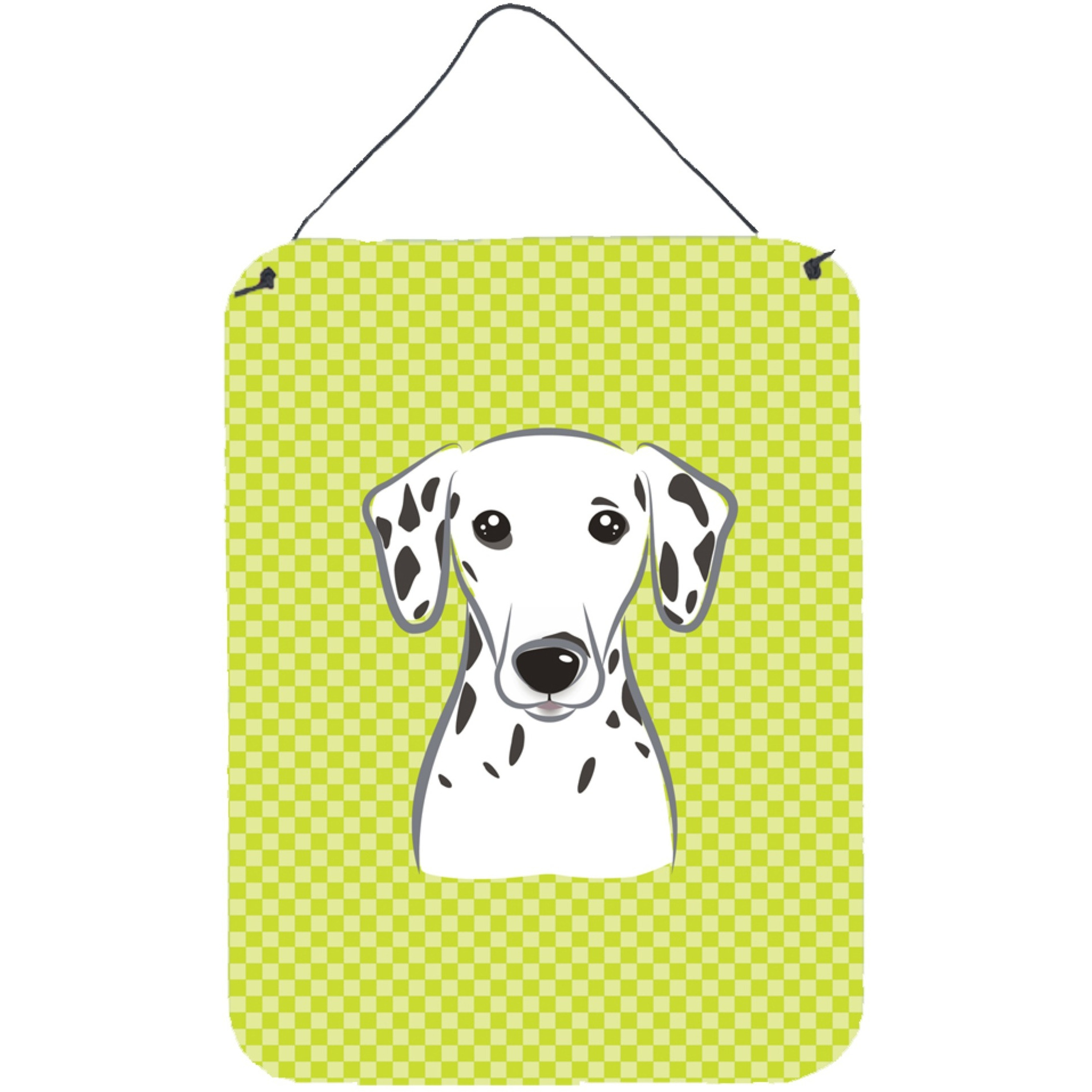 &quotCaroline's Treasures Checkerboard Lime Green Dalmatian Wall or Door Hanging Prints, 16"" x 12"""