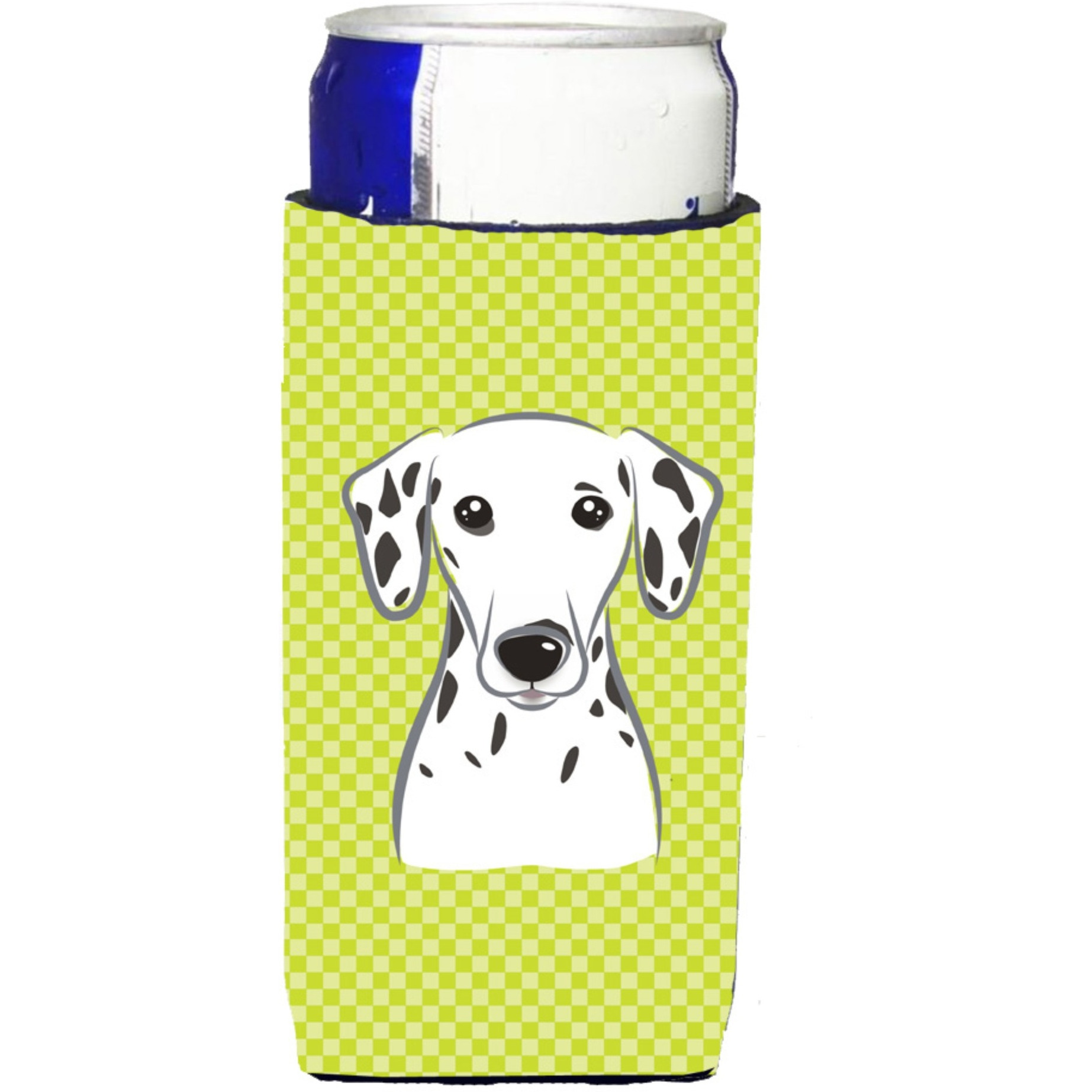 Checkerboard Lime Green Dalmatian Ultra Beverage Insulators for slim cans BB1272MUK