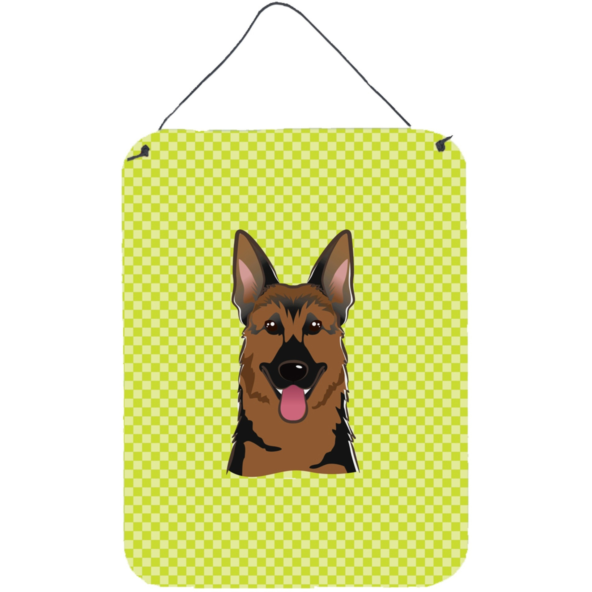 &quotCaroline's Treasures Checkerboard Lime Green German Shepherd Wall or Door Hanging Prints, 16"" x 12"""