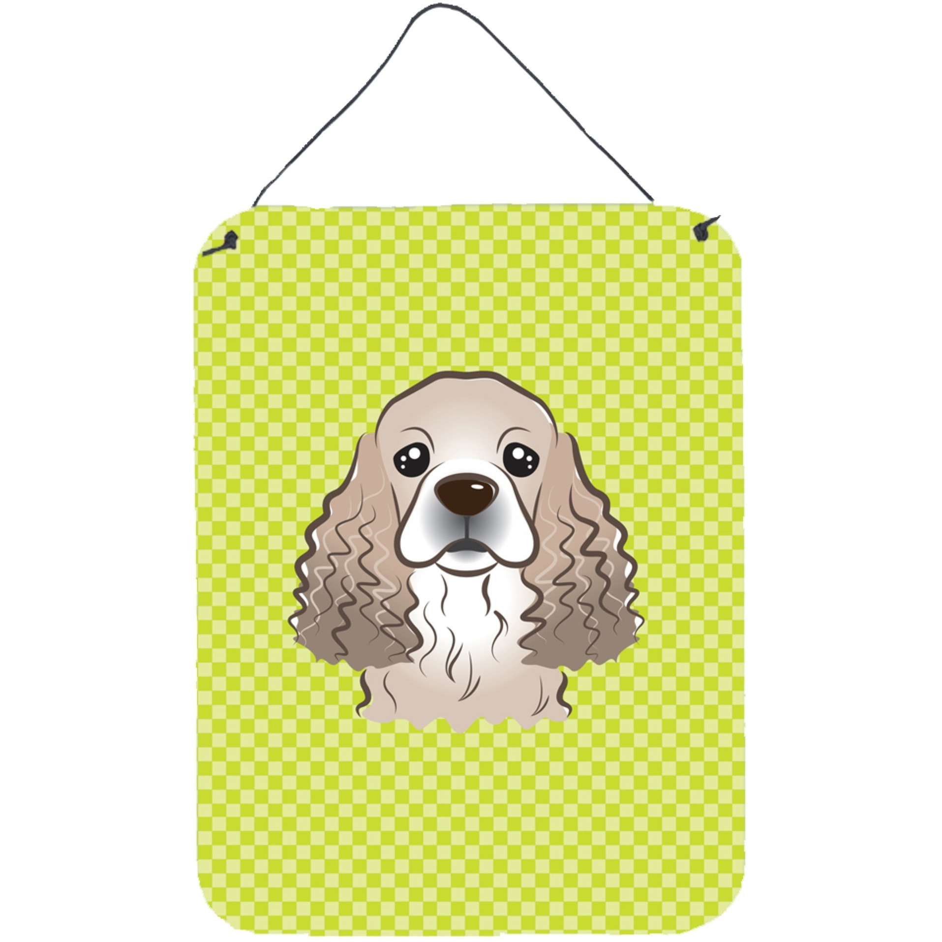 &quotCaroline's Treasures Checkerboard Lime Green Cocker Spaniel Wall or Door Hanging Prints, 16"" x 12"""