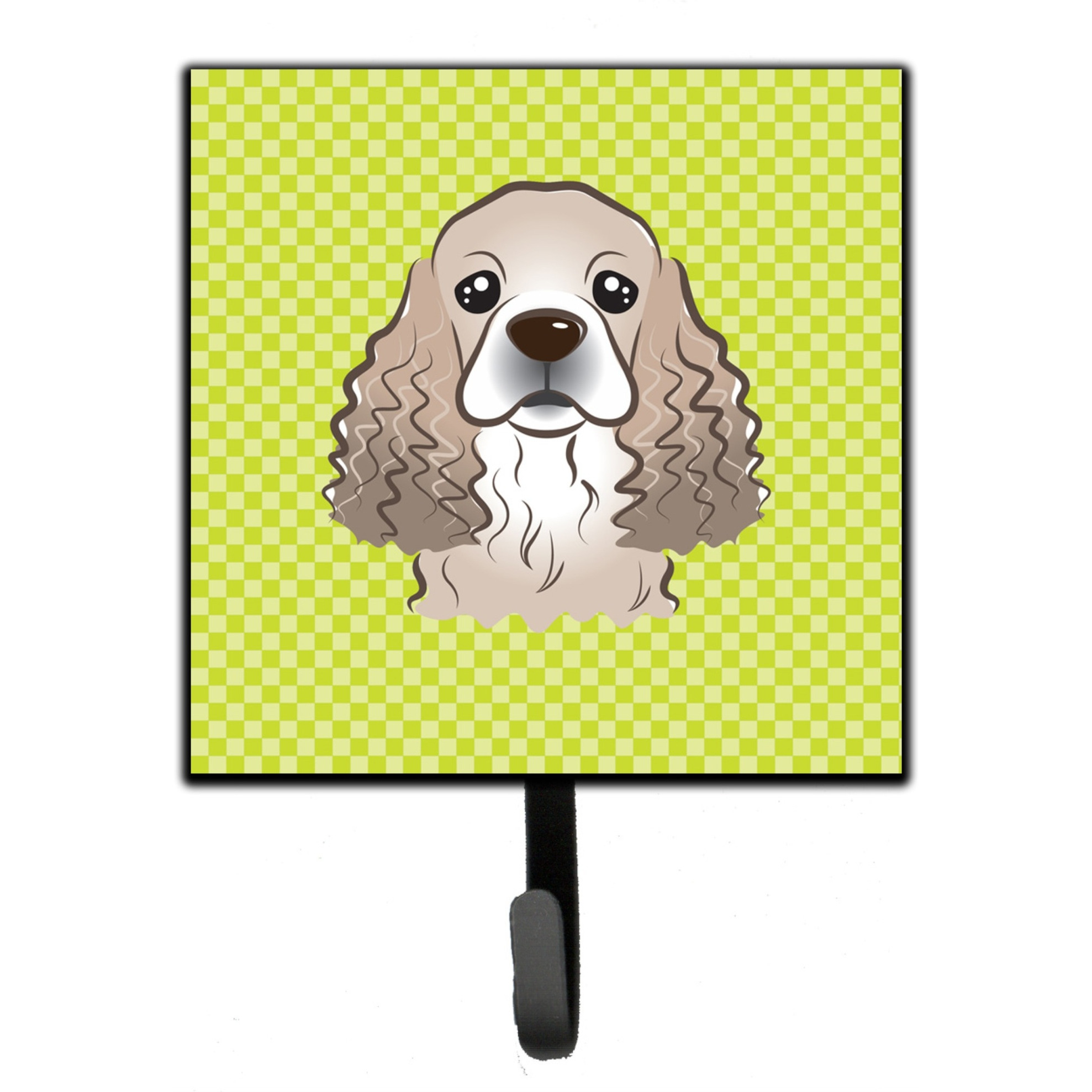&quotCaroline's Treasures BB1278SH4 Checkerboard Lime Green Cocker Spaniel Leash or Key Holder, Small, Multicolor"