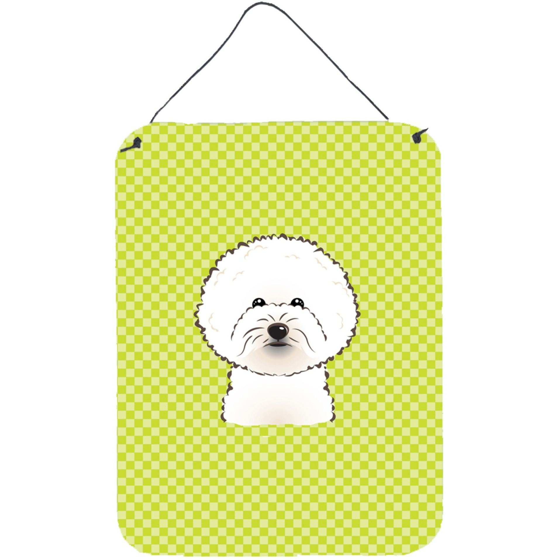 &quotCaroline's Treasures Checkerboard Lime Green Bichon Frise Wall or Door Hanging Prints, 16"" x 12"""