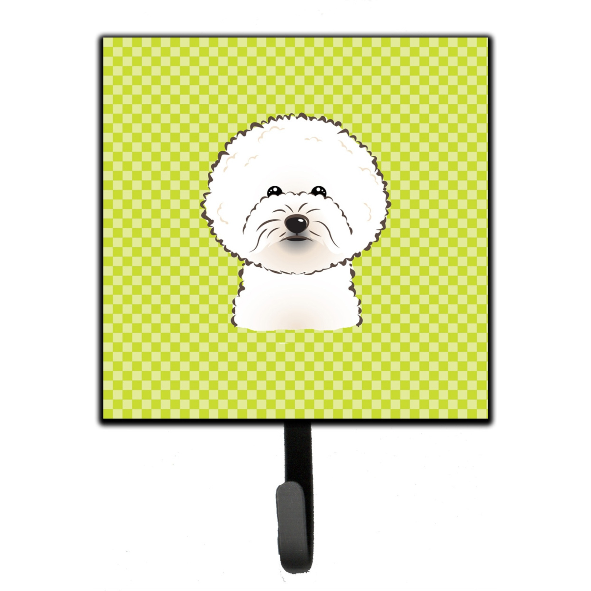 &quotCaroline's Treasures BB1279SH4 Checkerboard Lime Green Bichon Frise Leash or Key Holder, Small, Multicolor"