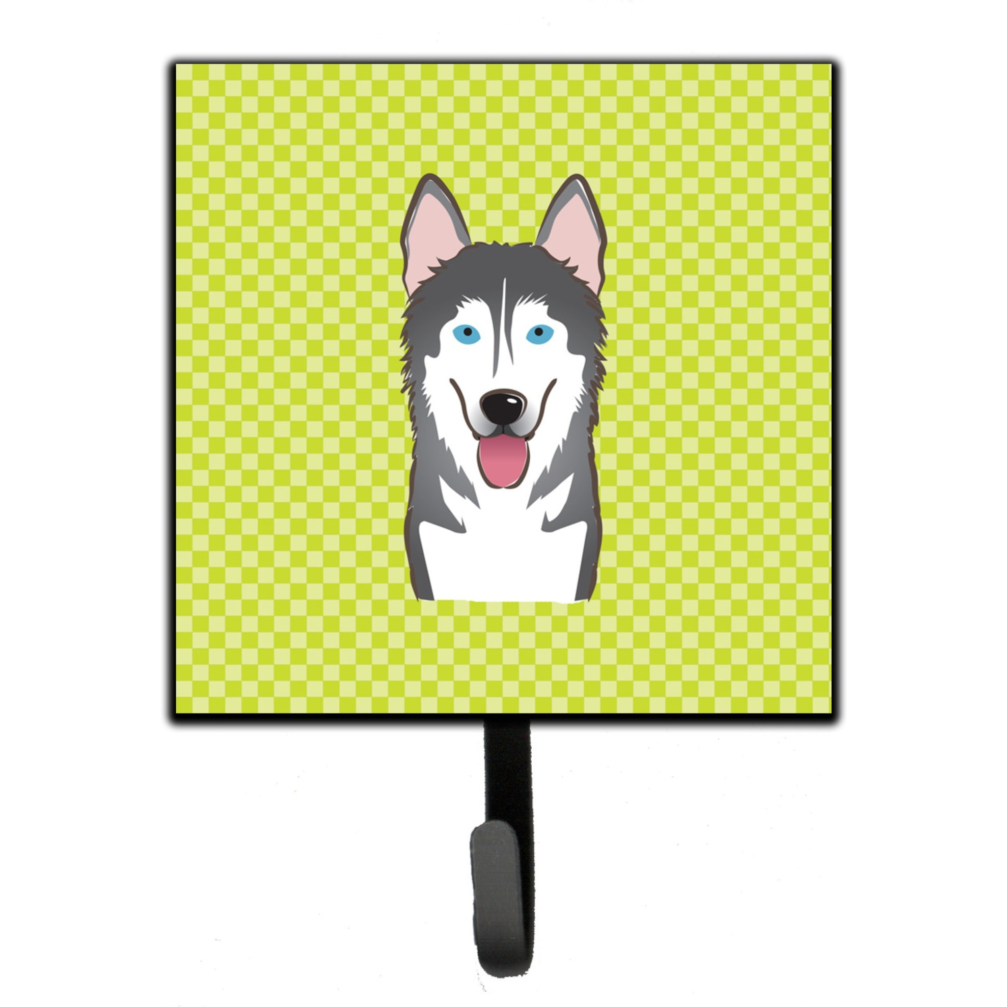 &quotCaroline's Treasures BB1280SH4 Checkerboard Lime Green Alaskan Malamute Leash or Key Holder, Small, Multicolor"