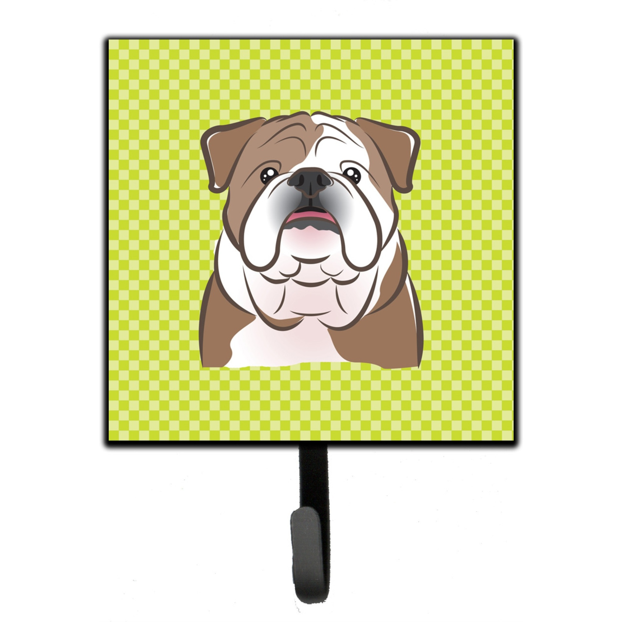 &quotCaroline's Treasures BB1281SH4 Checkerboard Lime Green English Bulldog Leash or Key Holder, Small, Multicolor"