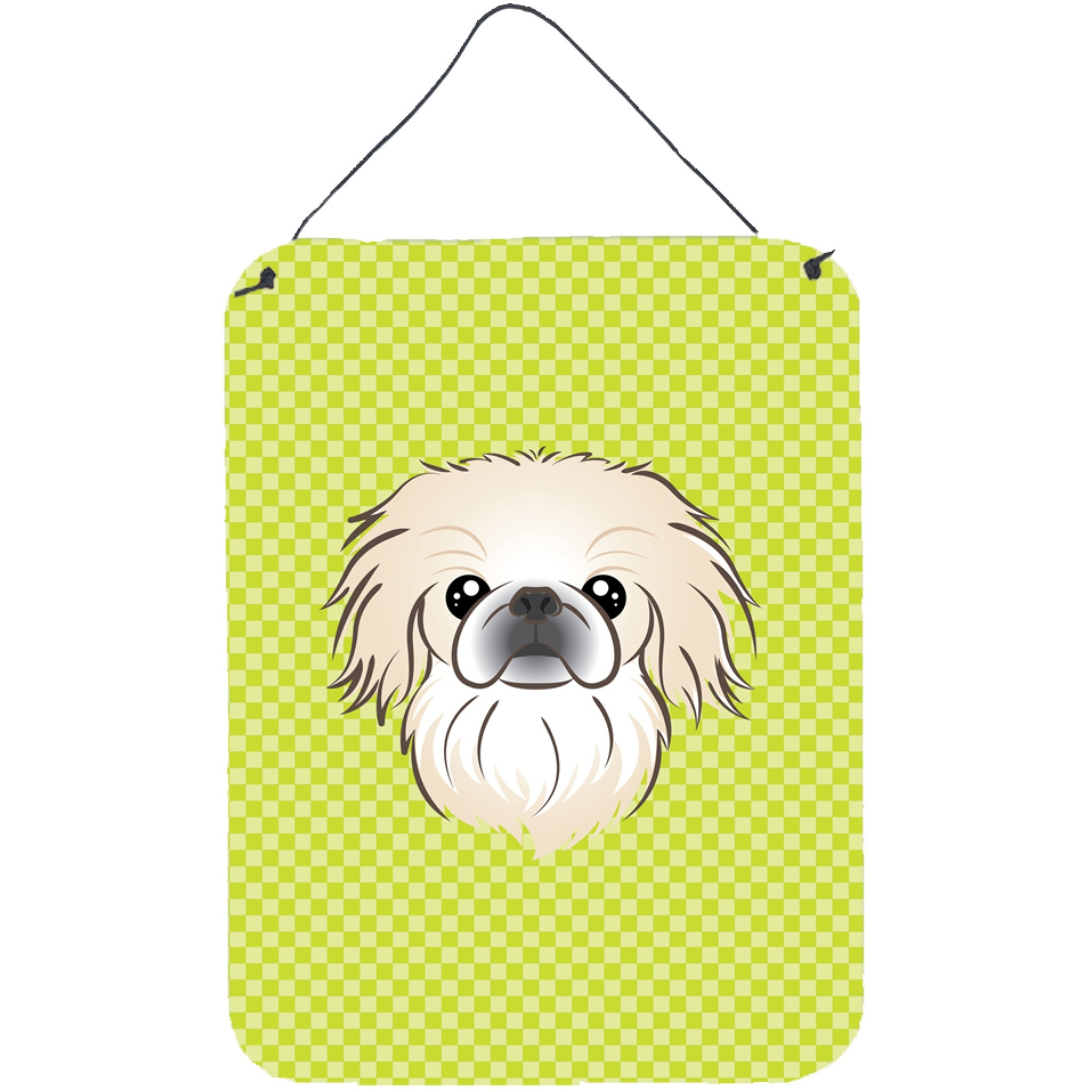&quotCaroline's Treasures Checkerboard Lime Green Pekingese Wall or Door Hanging Prints, 16"" x 12"""