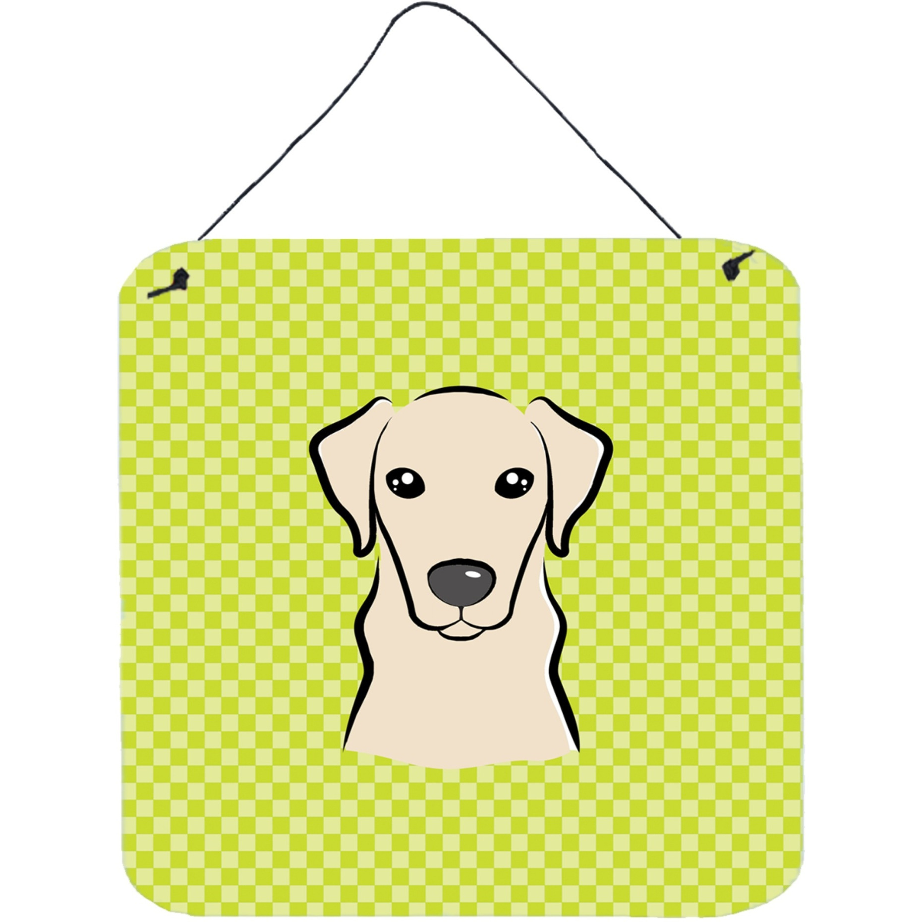 &quotCaroline's Treasures Checkerboard Lime Green Yellow Labrador Wall or Door Hanging Prints, 6 x 6"""