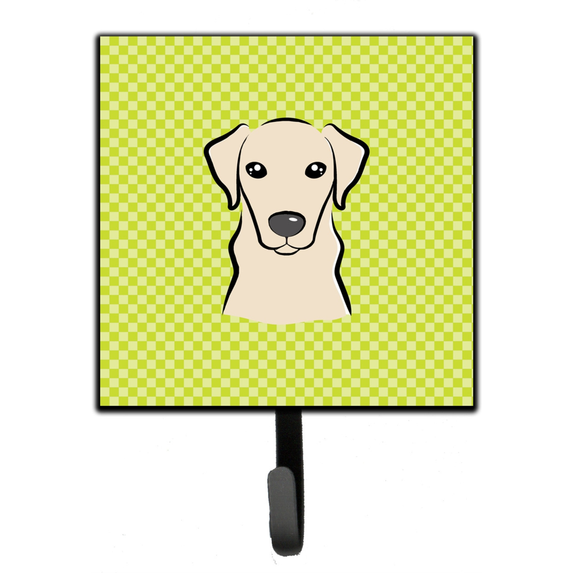 &quotCaroline's Treasures BB1284SH4 Checkerboard Lime Green Yellow Labrador Leash or Key Holder, Small, Multicolor"