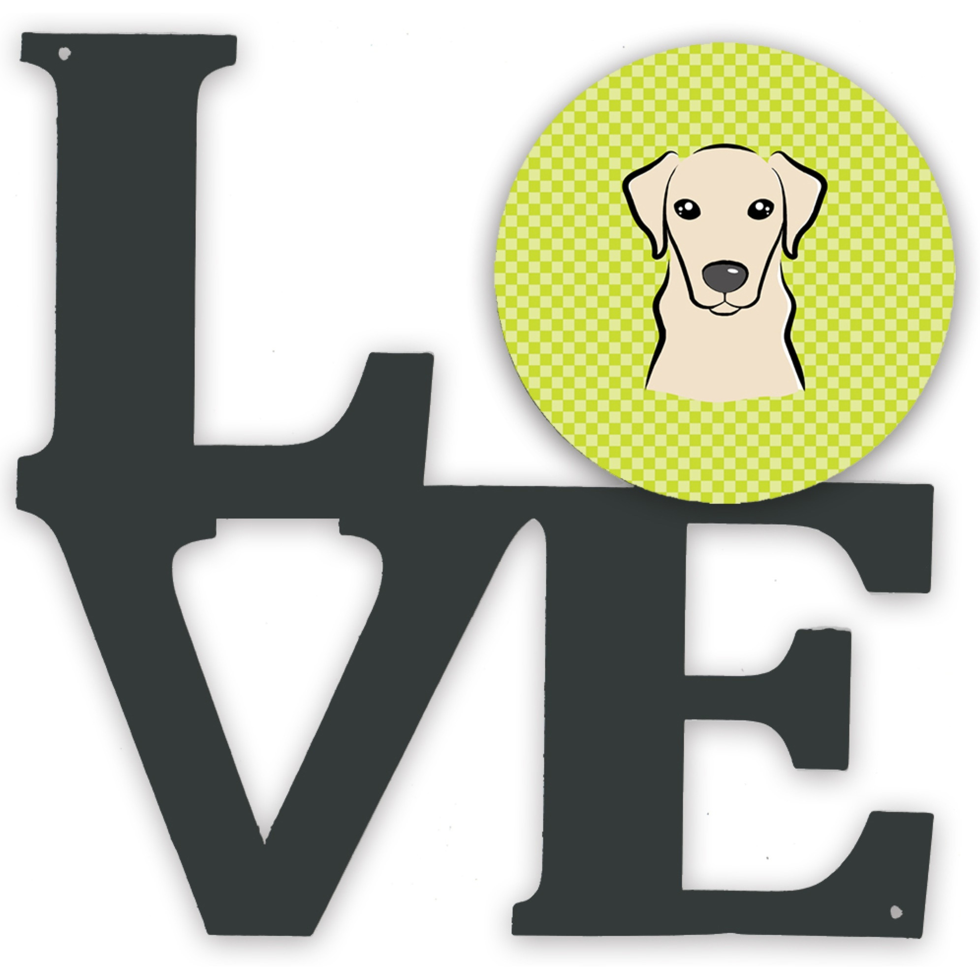 &quotCaroline's Treasures Checkerboard Lime Green Yellow Labrador Metal Artwork Love wall-decor, Multicolor"