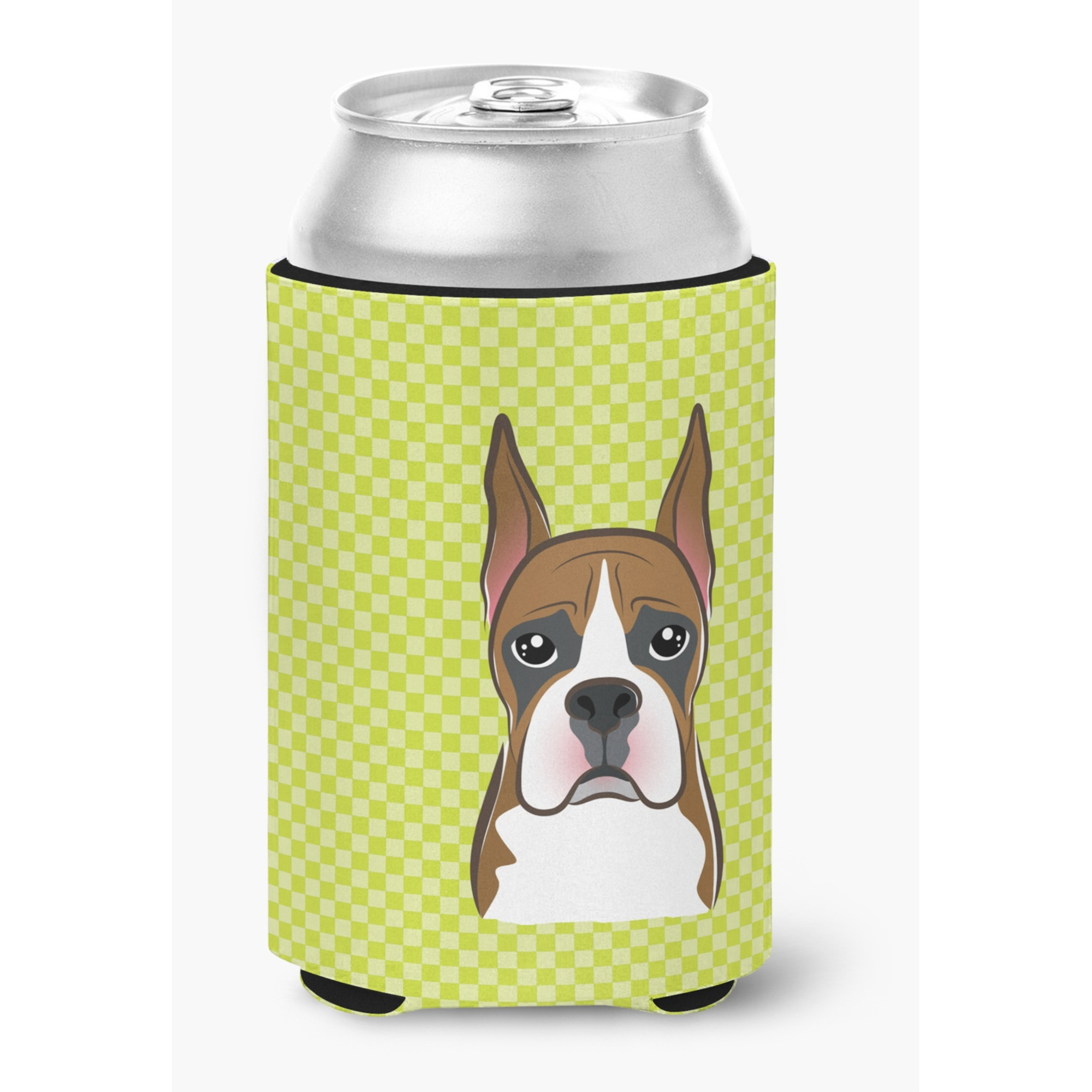 Checkerboard Lime Green Boxer Can or Bottle Hugger BB1285CC