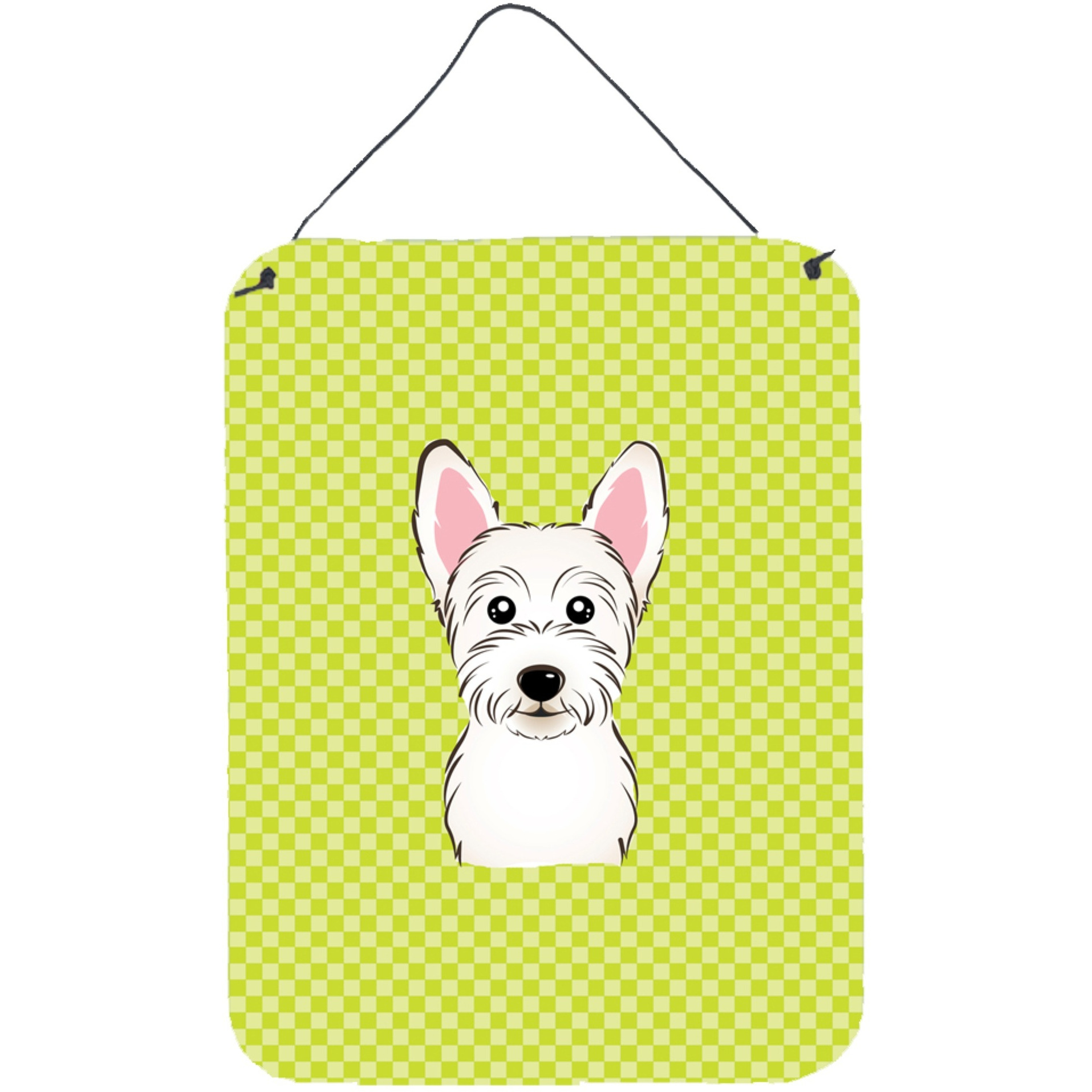 &quotCaroline's Treasures Checkerboard Lime Green Westie Wall or Door Hanging Prints, 16"" x 12"""